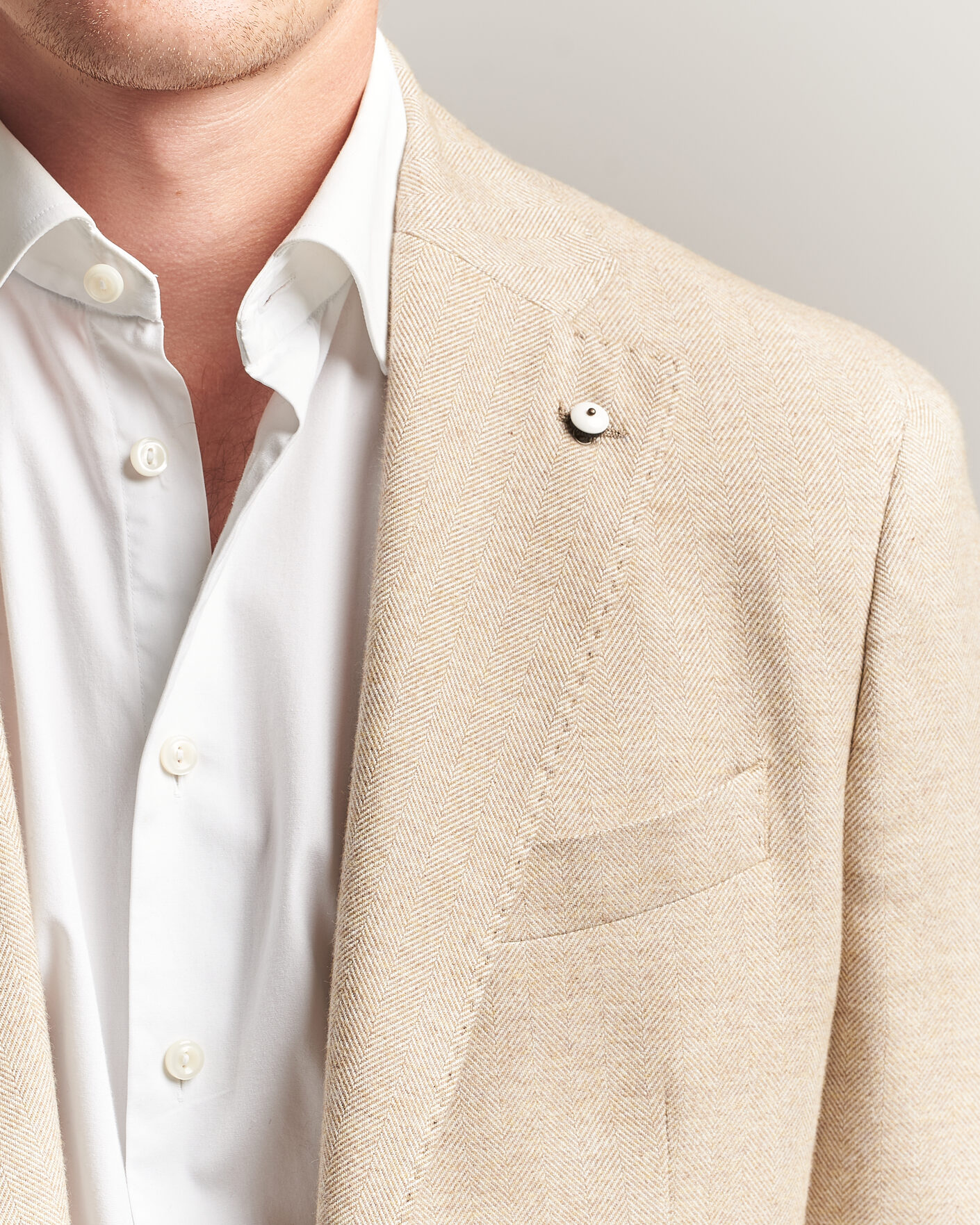 Men | Blazers | L.B.M. 1911 | Jack Cotton Herringbone Blazer Beige