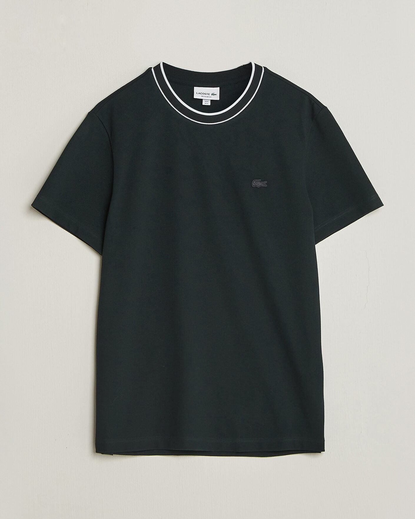 Men | T-Shirts | Lacoste | Contrast Rib Piqué T-Shirt Dark Varech