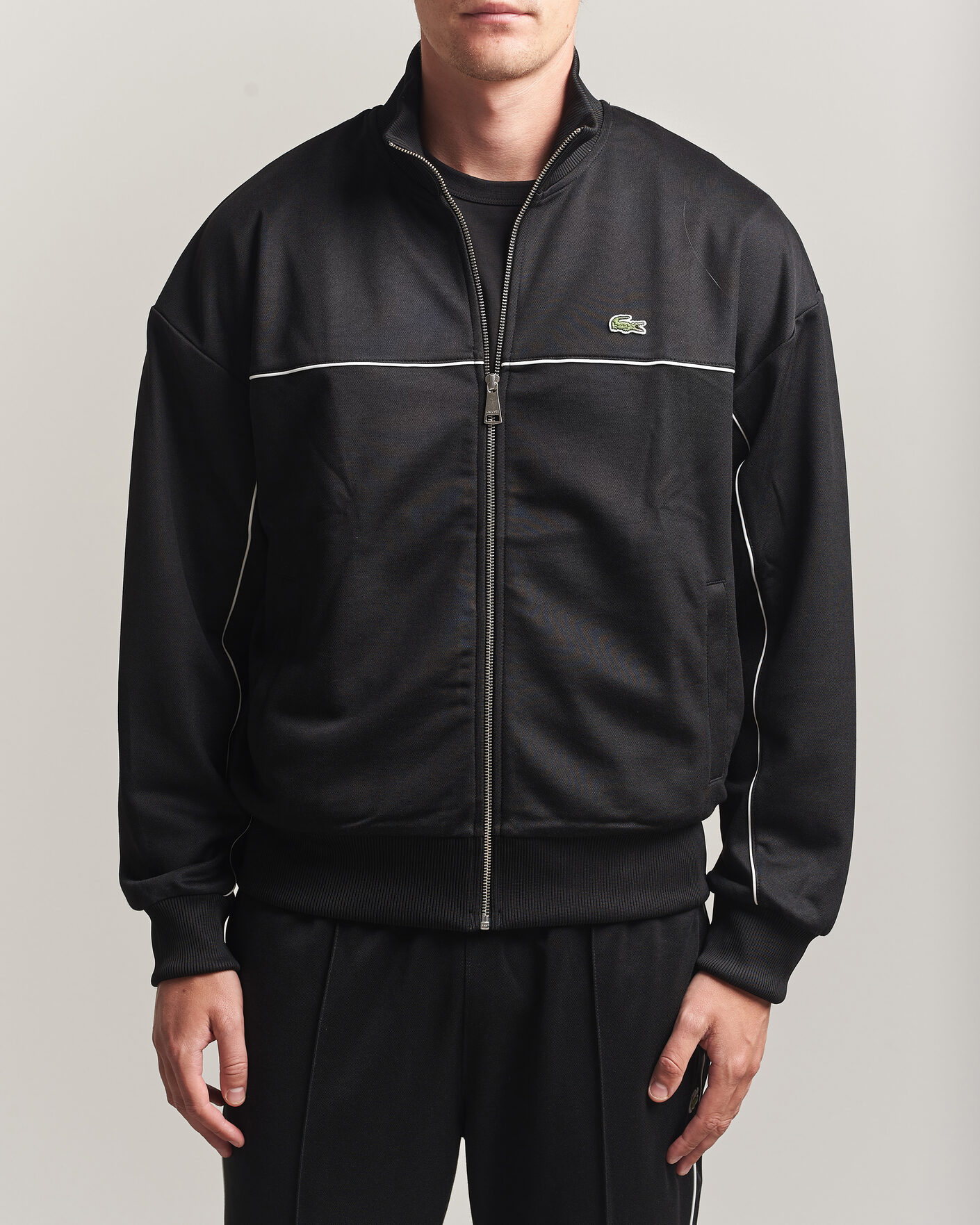 Lacoste Piqué Track Jacket Black at CareOfCarl.com