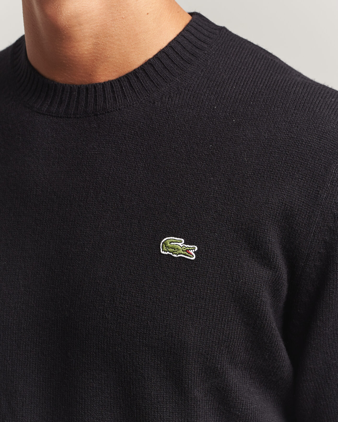 Men | Sweaters & Knitwear | Lacoste | Carded Wool Crew Neck Black