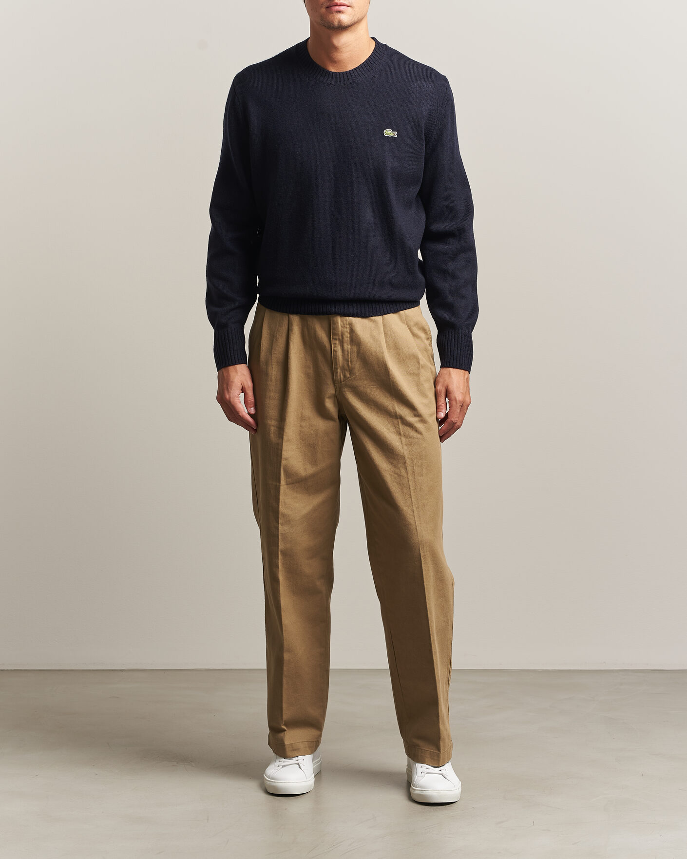 Men | Sweaters & Knitwear | Lacoste | Carded Wool Crew Neck Navy Blue