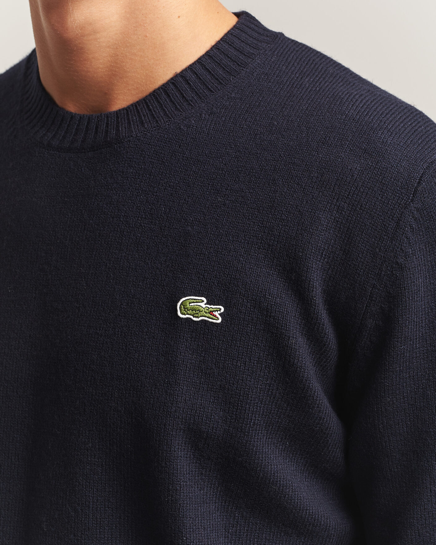 Men | Sweaters & Knitwear | Lacoste | Carded Wool Crew Neck Navy Blue