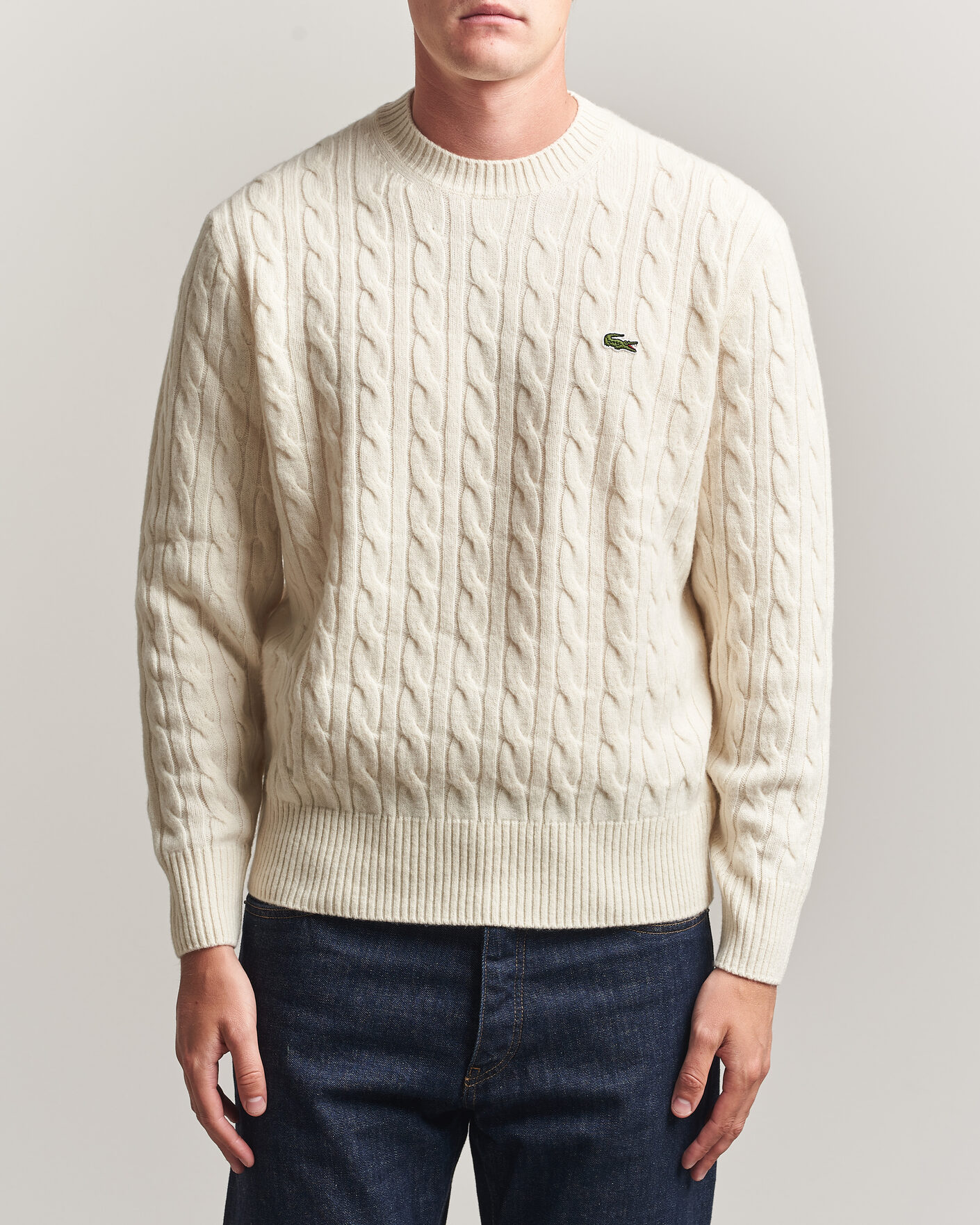 Men | Sweaters & Knitwear | Lacoste | Carded Wool Cable Crew Neck Lapland