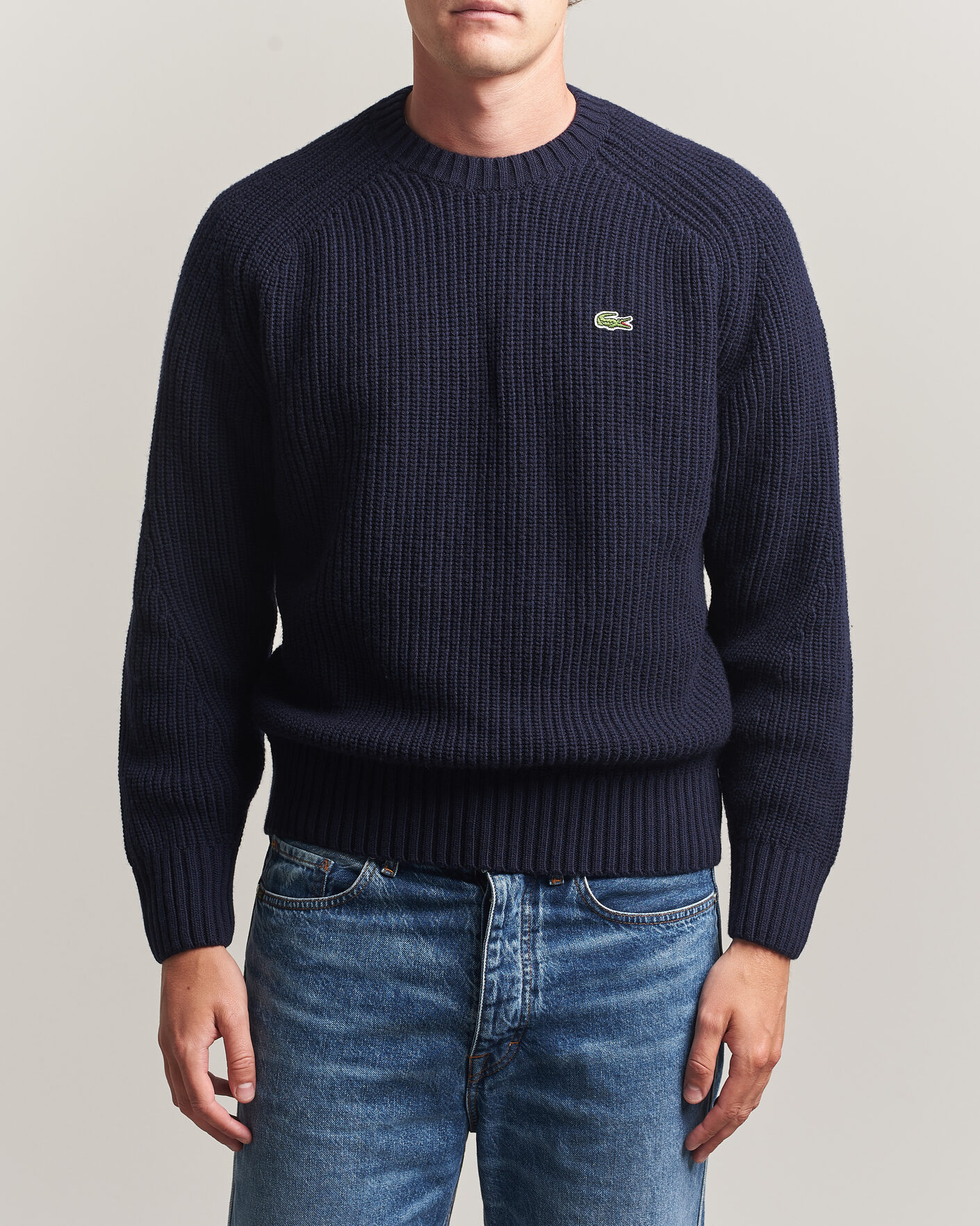 Men | Sweaters & Knitwear | Lacoste | Heavy Wool Knitted Sweater Navy Blue
