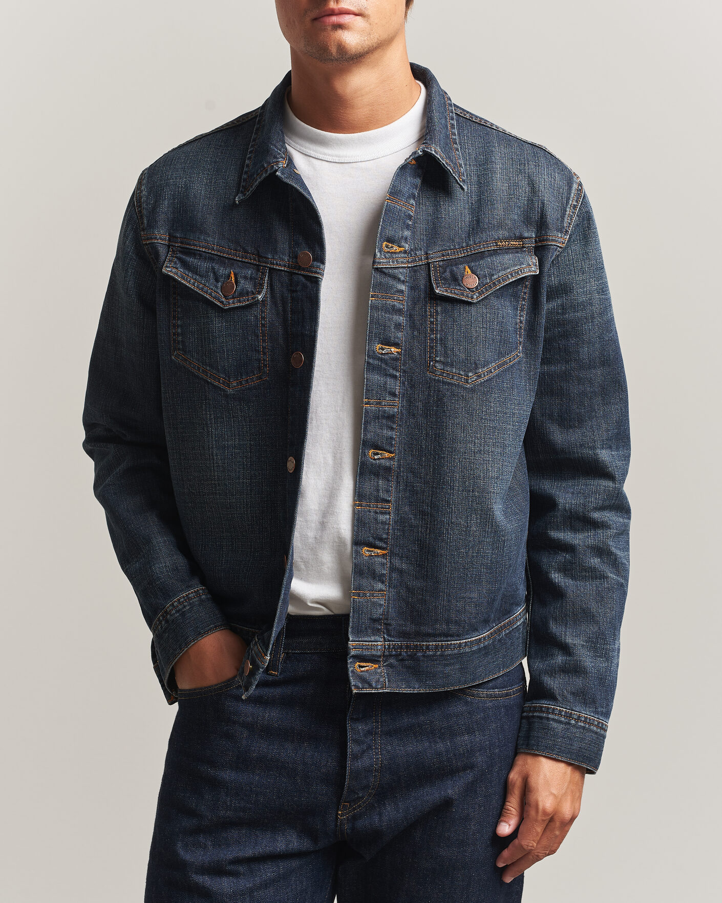 Men | Coats & Jackets | Nudie Jeans | Conny Denim Jacket Big Wave Blue