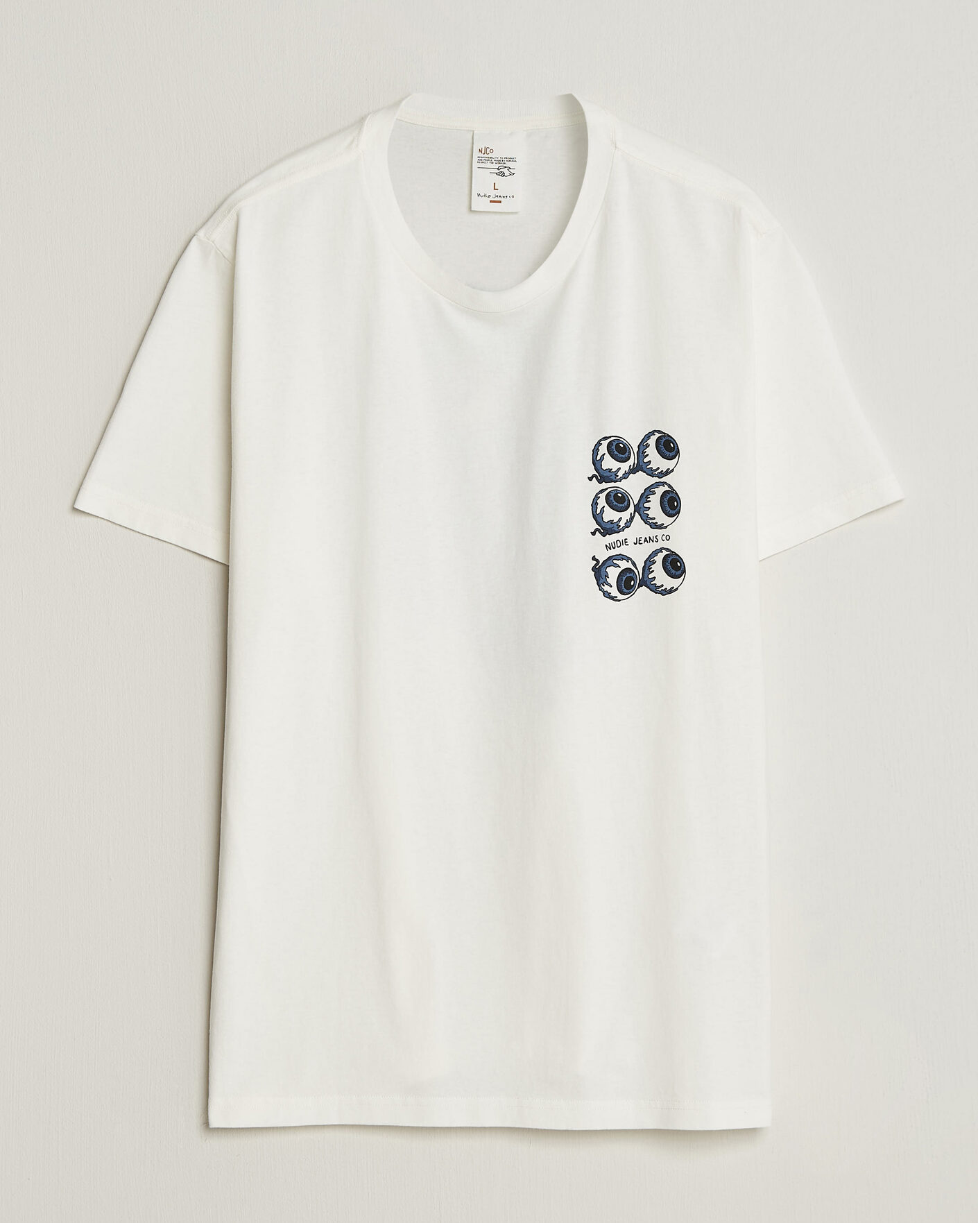 Men | T-Shirts | Nudie Jeans | Roy Wall Crack T-Shirt Chalk White