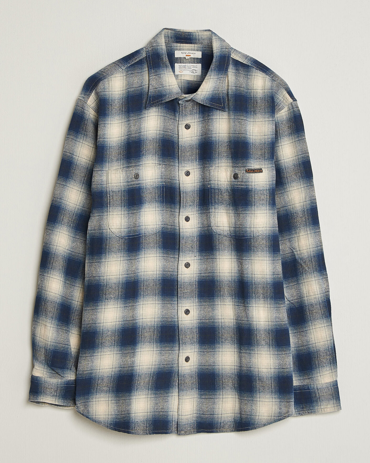 Men | Shirts | Nudie Jeans | Julian Worker Checked Shirt Blue
