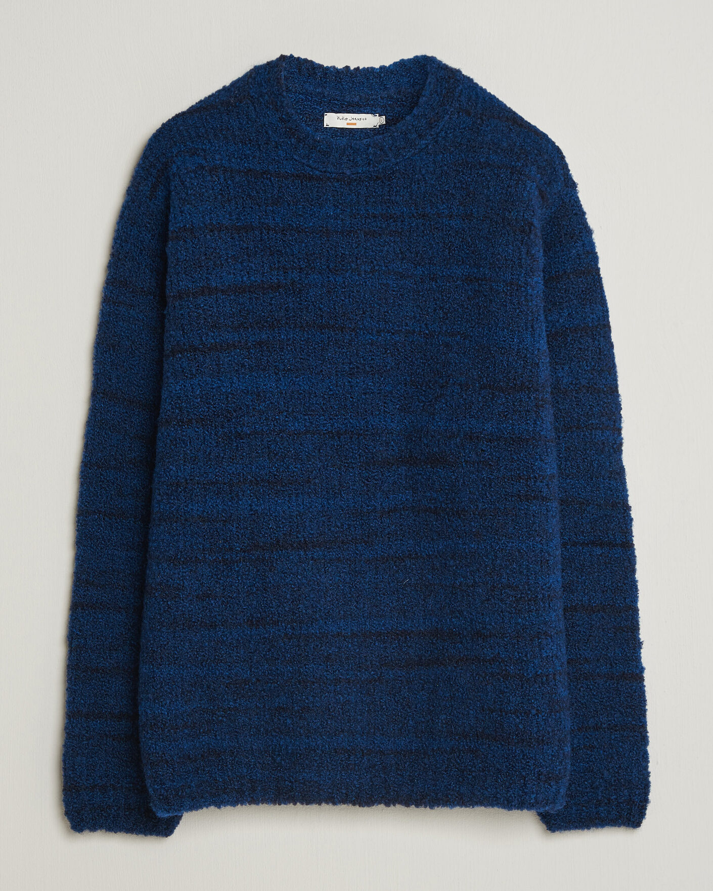 Men | Sweaters & Knitwear | Nudie Jeans | Gurra Bouclé Knitted Sweater Blue Multi
