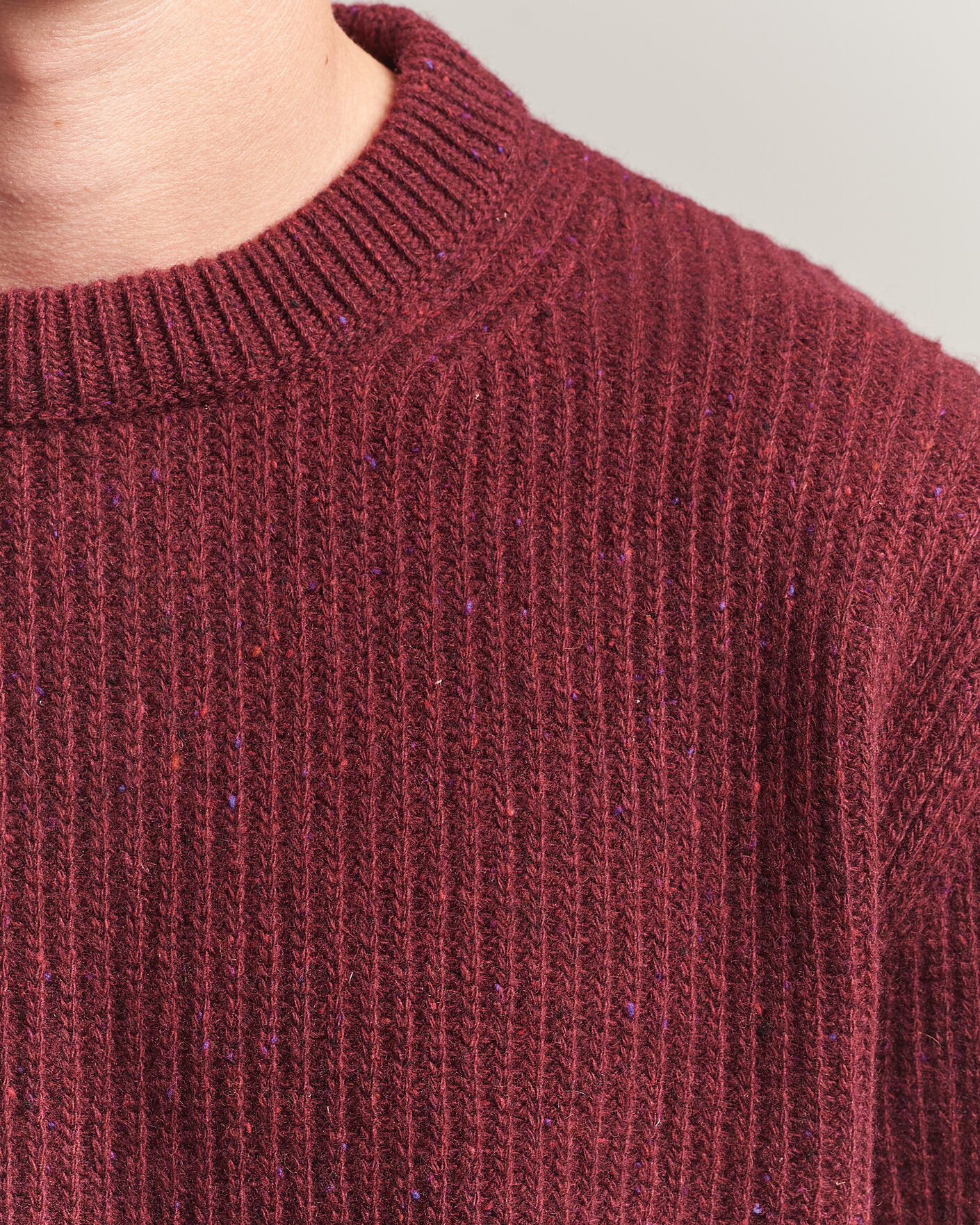 Men | Sweaters & Knitwear | Nudie Jeans | August Wool Rib Knitted Sweater Burgundy