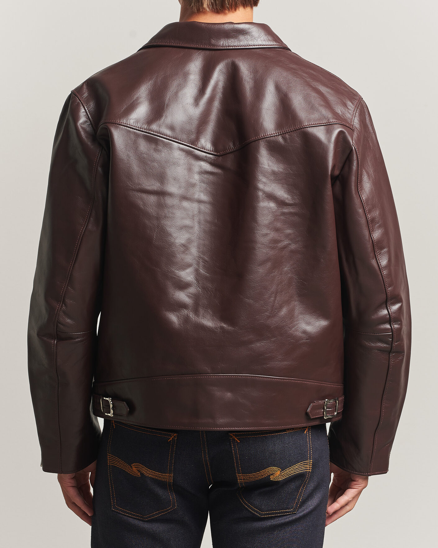 Men | Coats & Jackets | Nudie Jeans | Eddy Rider Leather Jacket Burgundy Brown