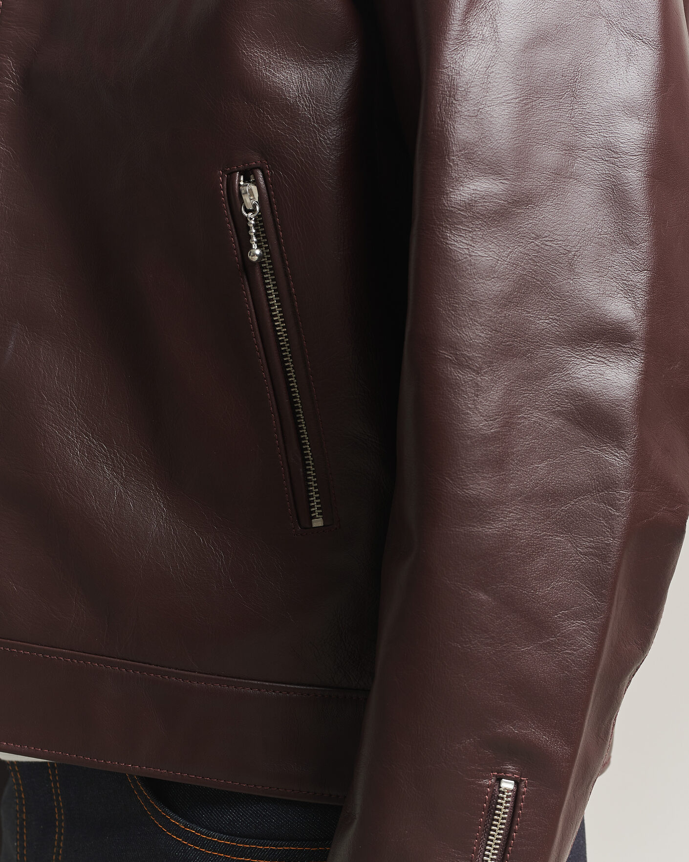 Men | Coats & Jackets | Nudie Jeans | Eddy Rider Leather Jacket Burgundy Brown