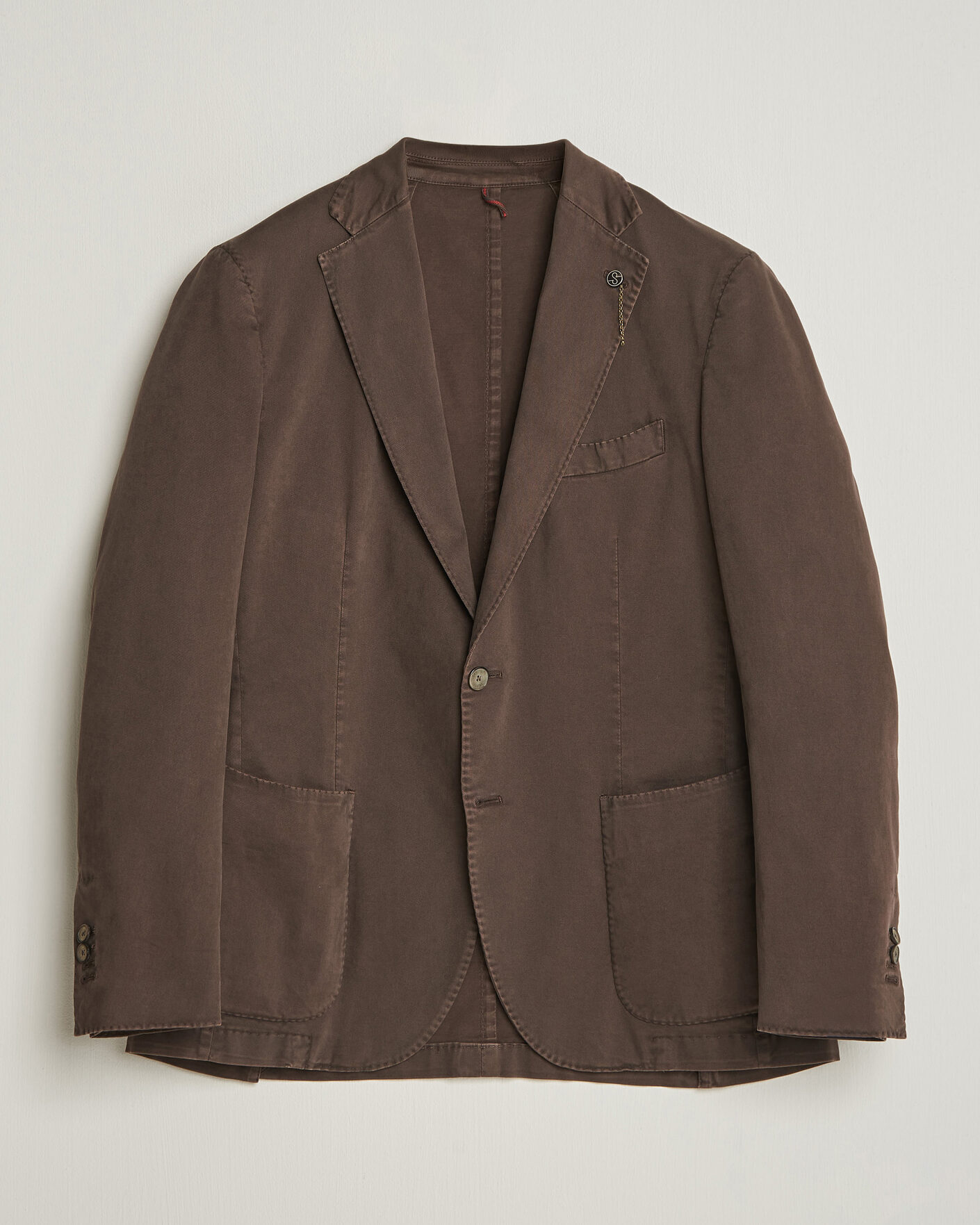 Men | Blazers | Santaniello | Washed Cotton Patch Pocket Blazer Brown