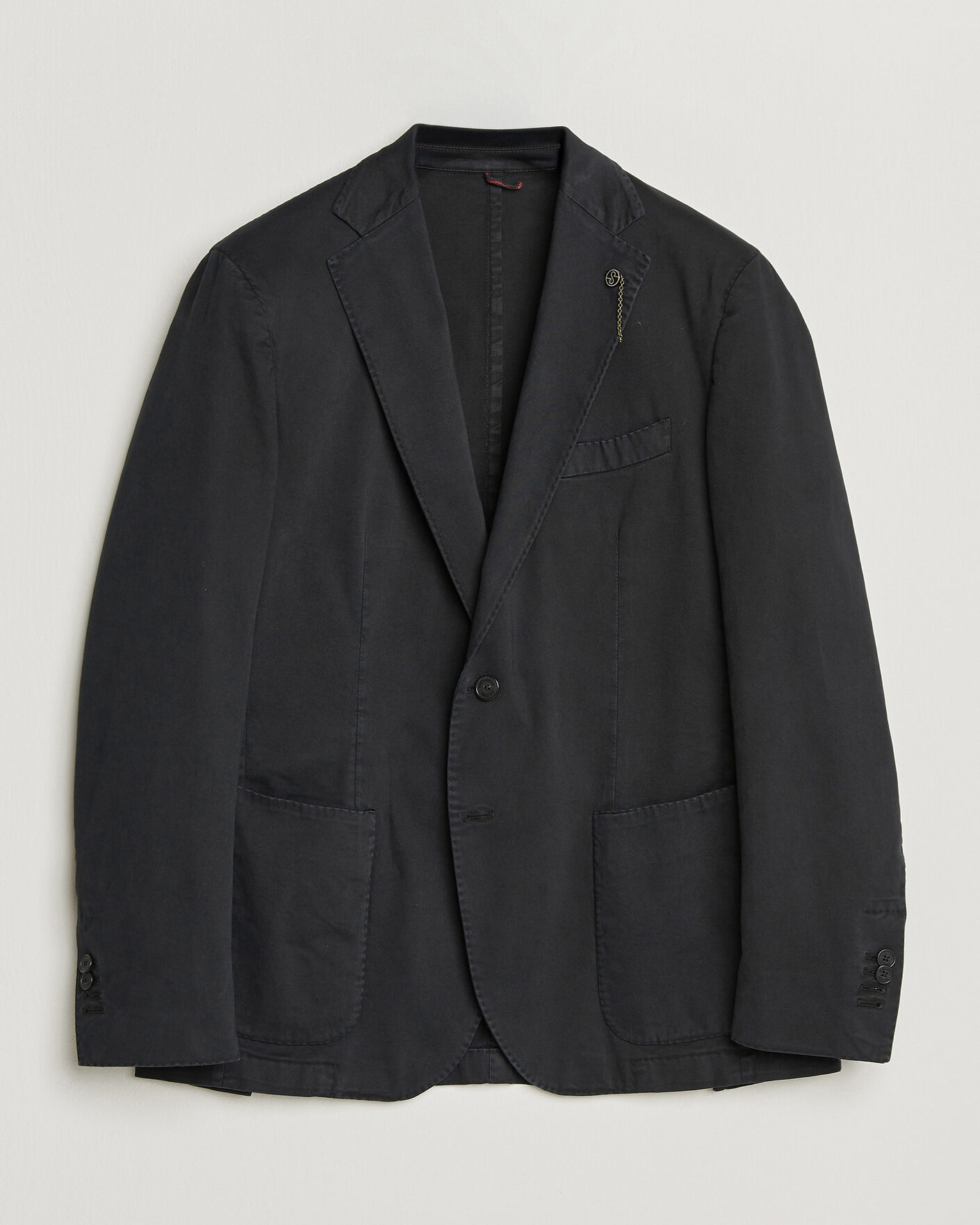 Men | Blazers | Santaniello | Washed Cotton Patch Pocket Blazer Black