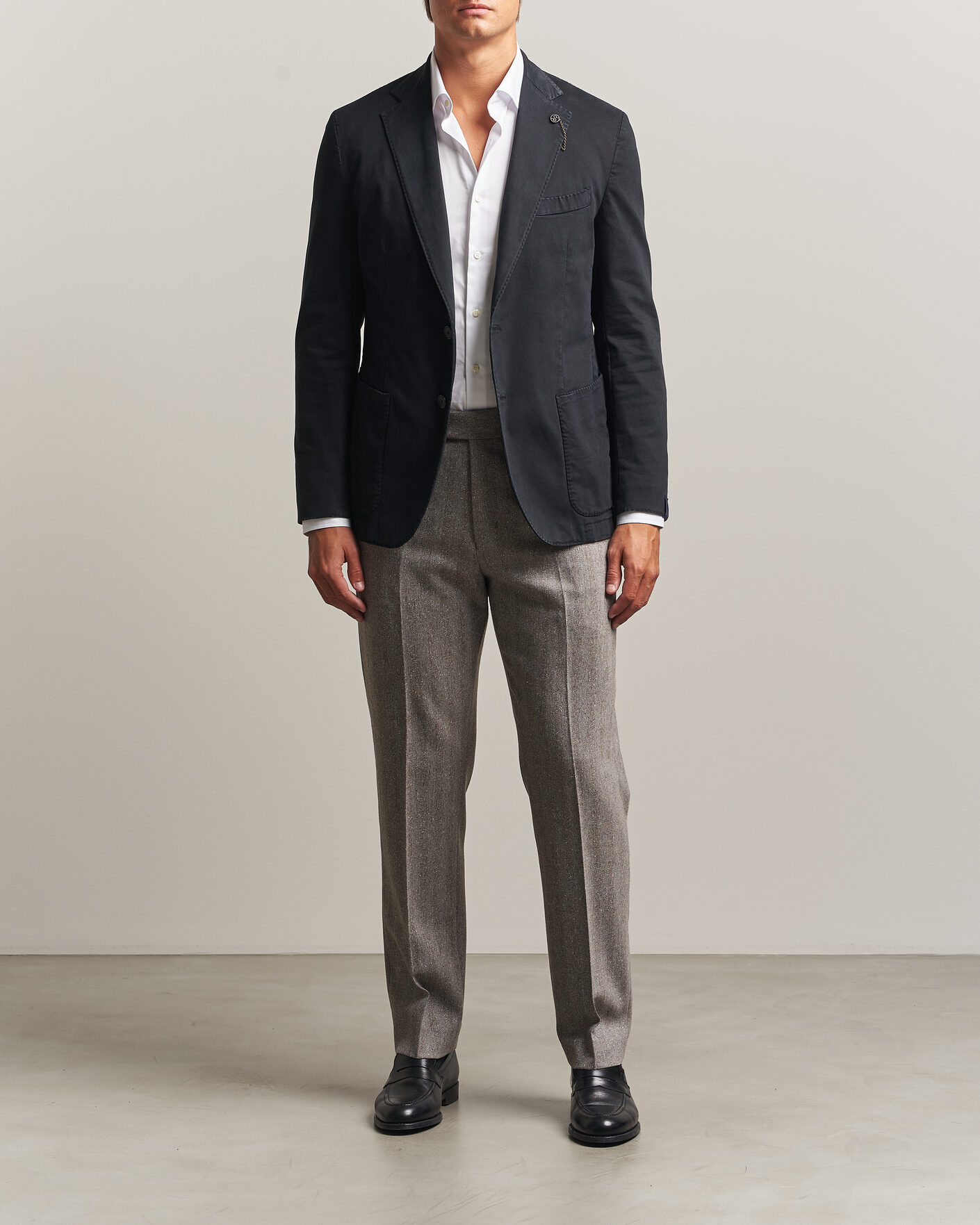 Men | Blazers | Santaniello | Washed Cotton Patch Pocket Blazer Black