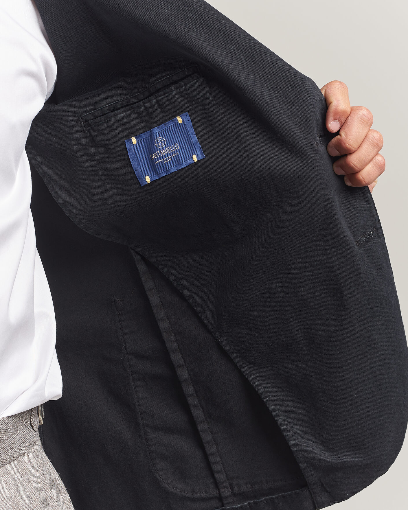 Men | Blazers | Santaniello | Washed Cotton Patch Pocket Blazer Black