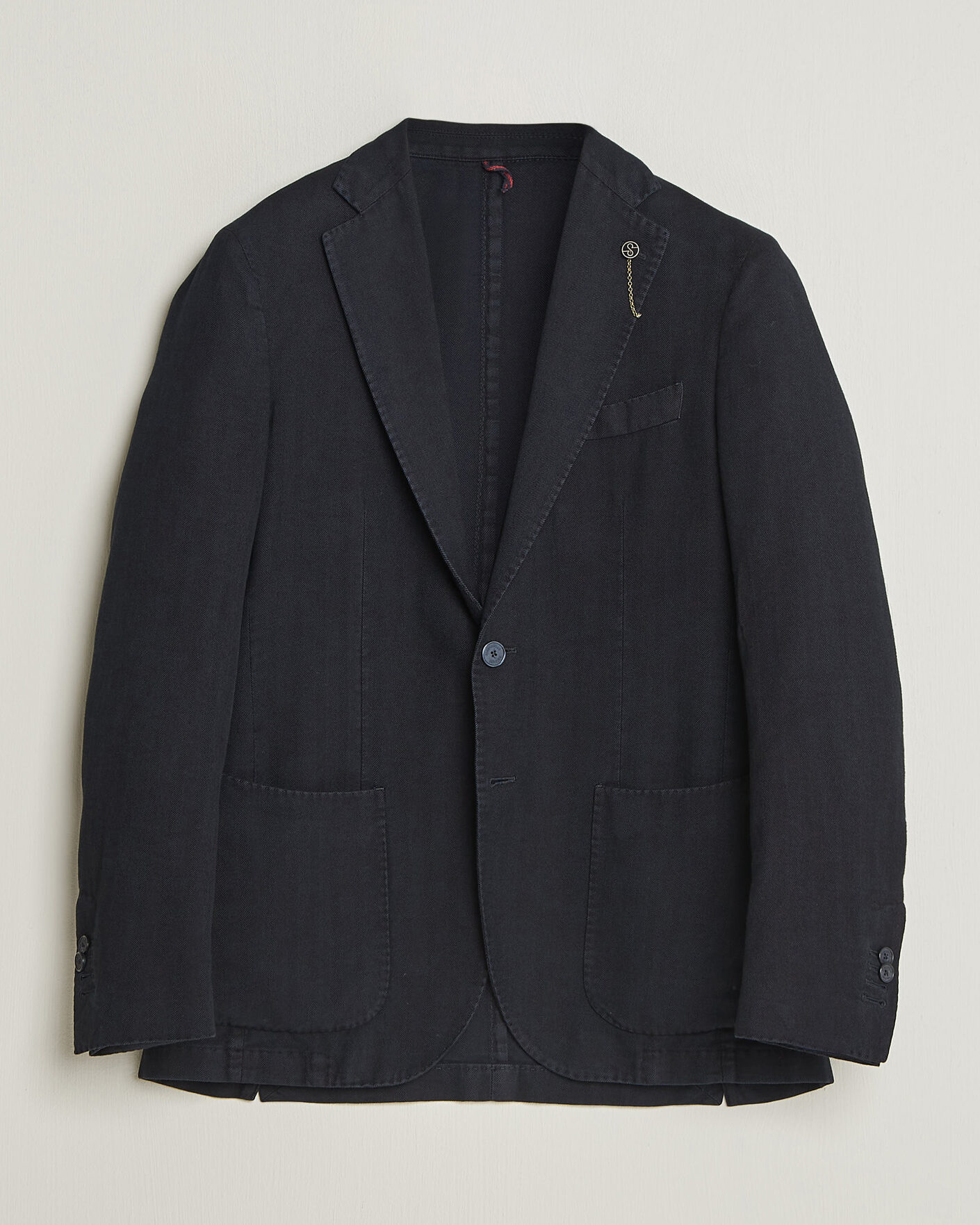 Men | Blazers | Santaniello | Soft Touch Cotton Herringbone Blazer Navy