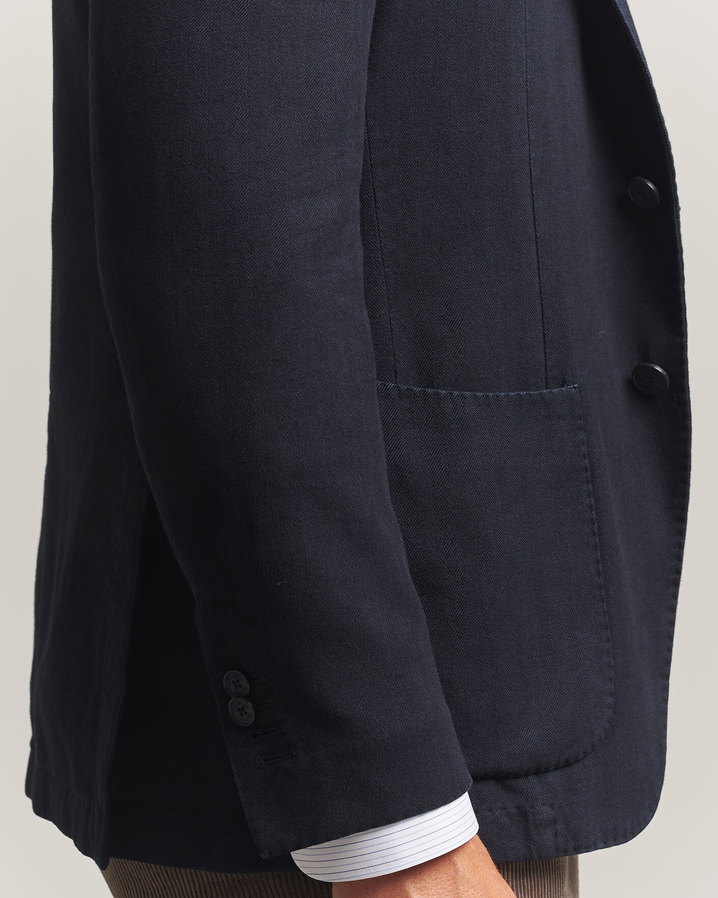Men | Blazers | Santaniello | Soft Touch Cotton Herringbone Blazer Navy