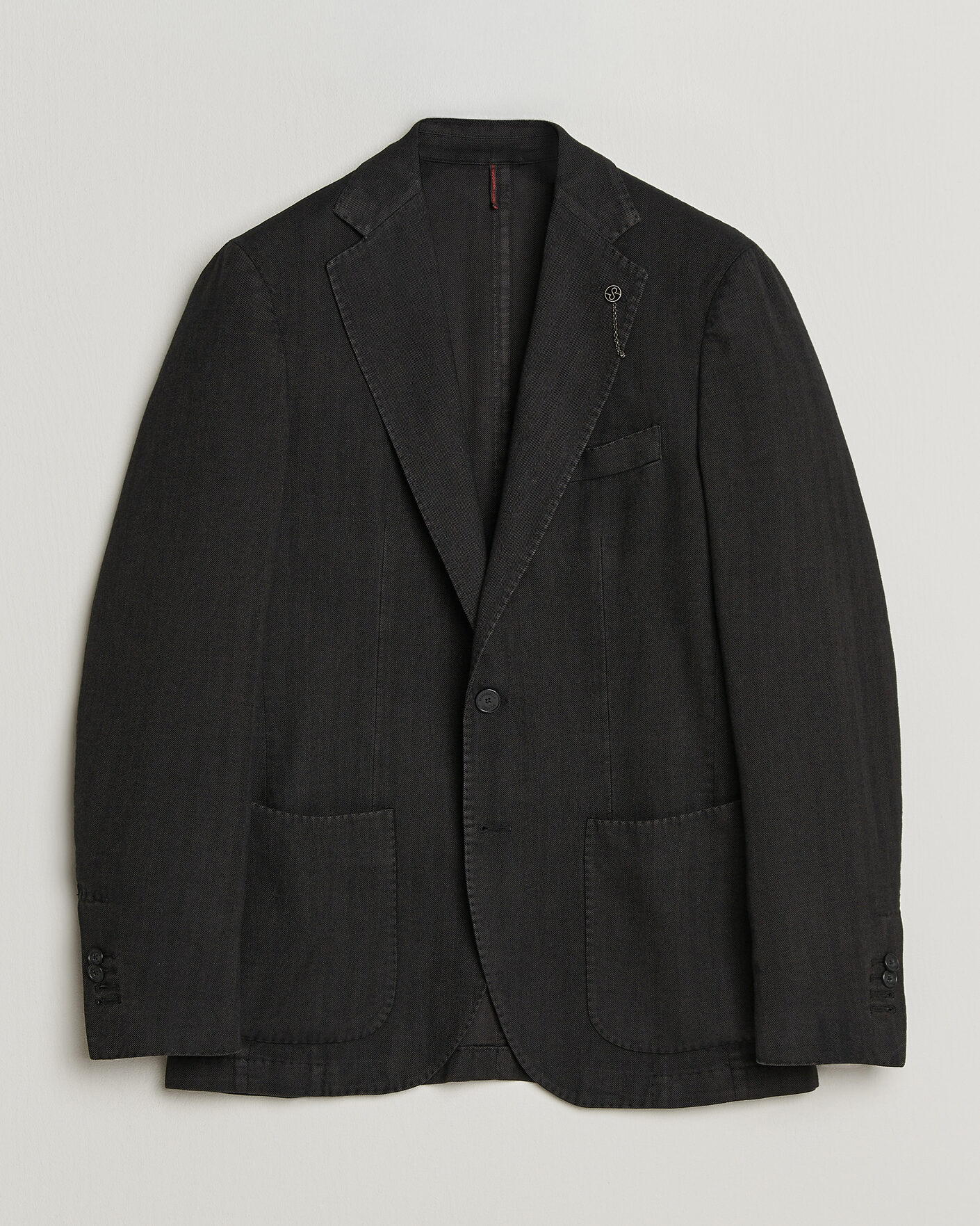 Men | Blazers | Santaniello | Soft Touch Cotton Herringbone Blazer Black
