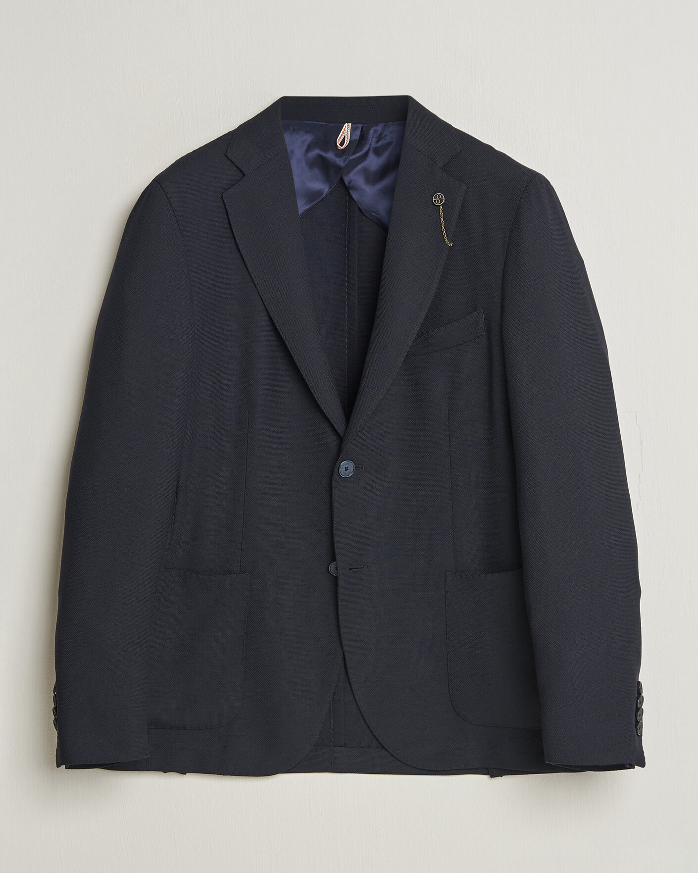 Men | Blazers | Santaniello | Wool Mini Hopsack Blazer Navy
