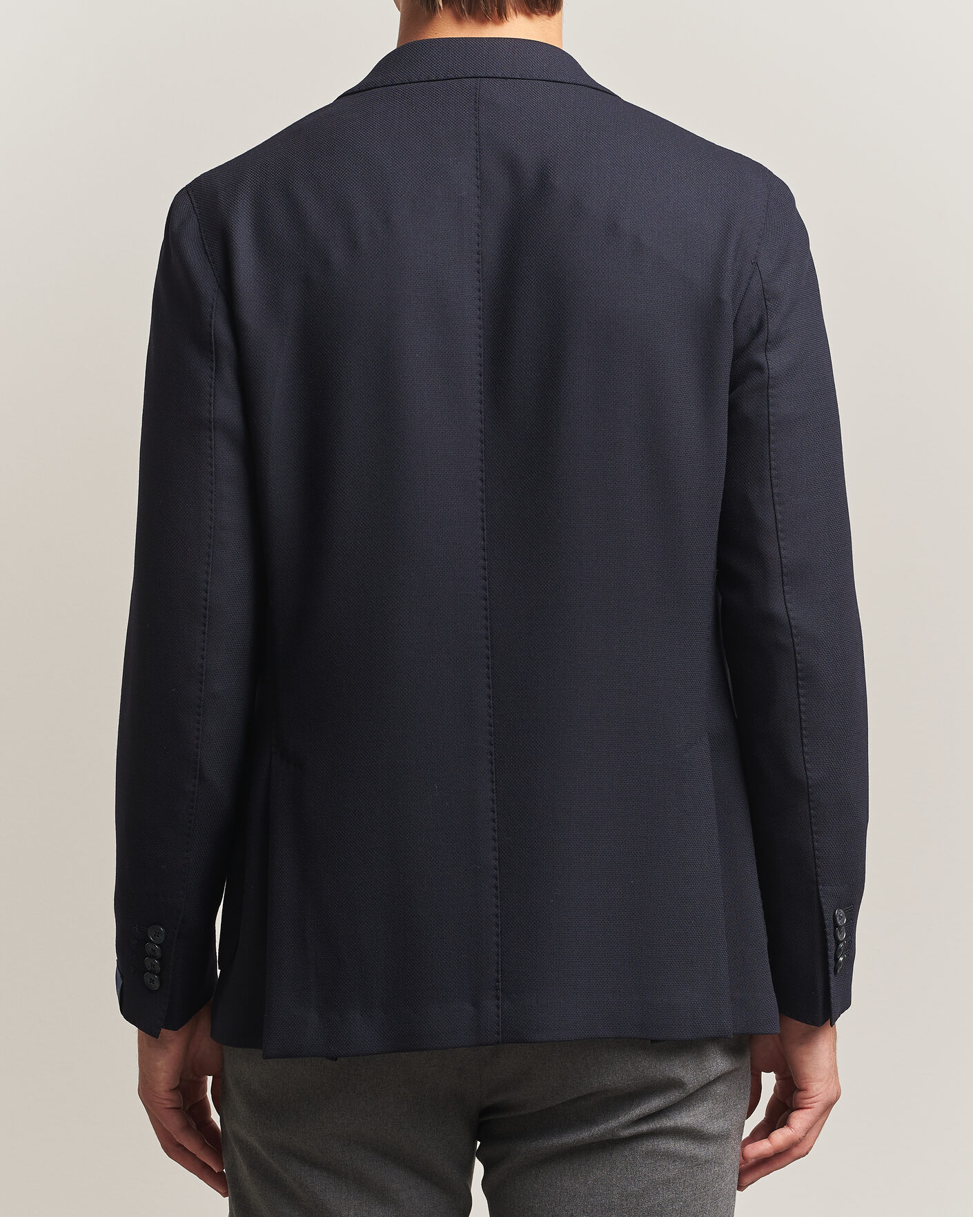 Men | Blazers | Santaniello | Wool Mini Hopsack Blazer Navy