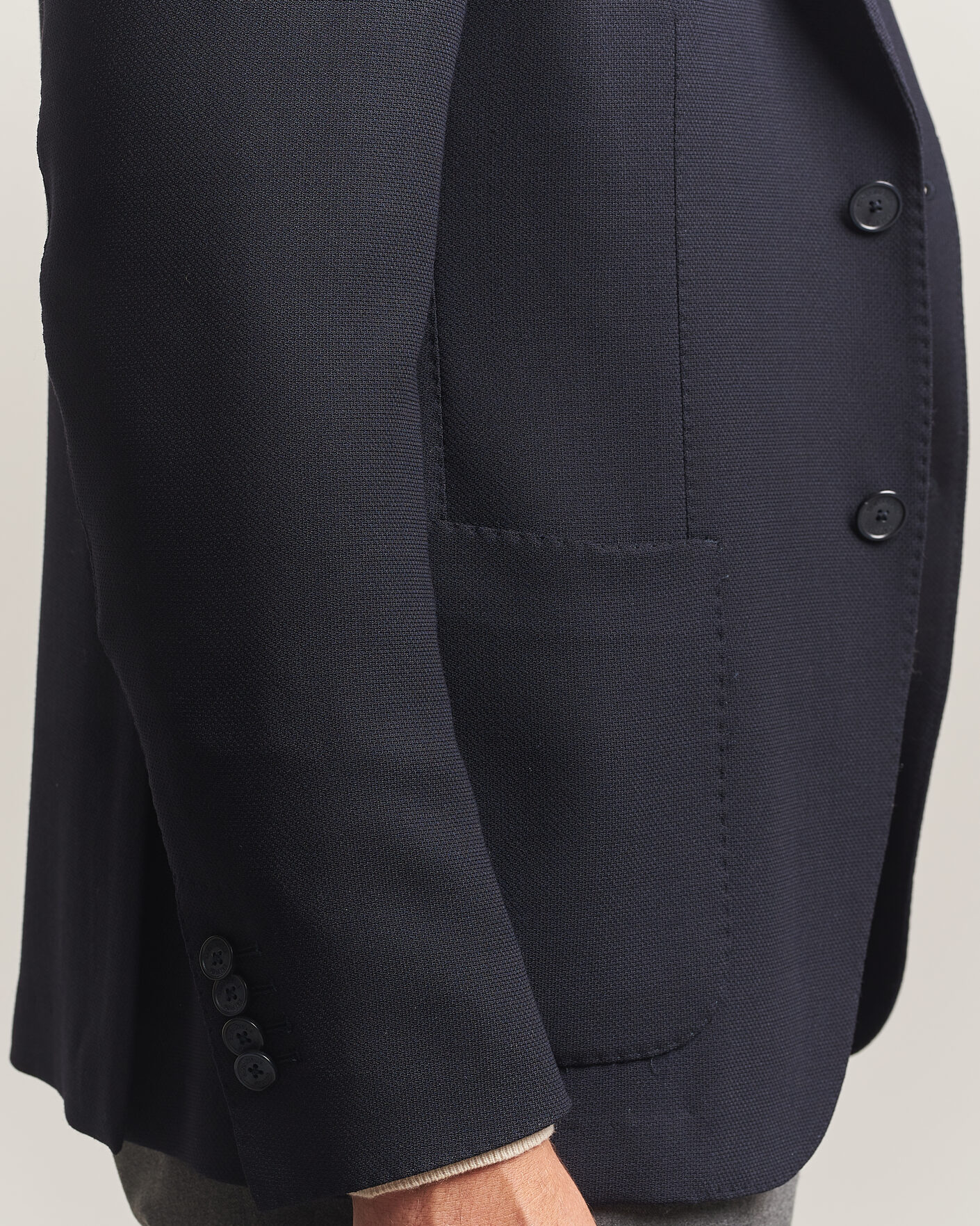 Men | Blazers | Santaniello | Wool Mini Hopsack Blazer Navy