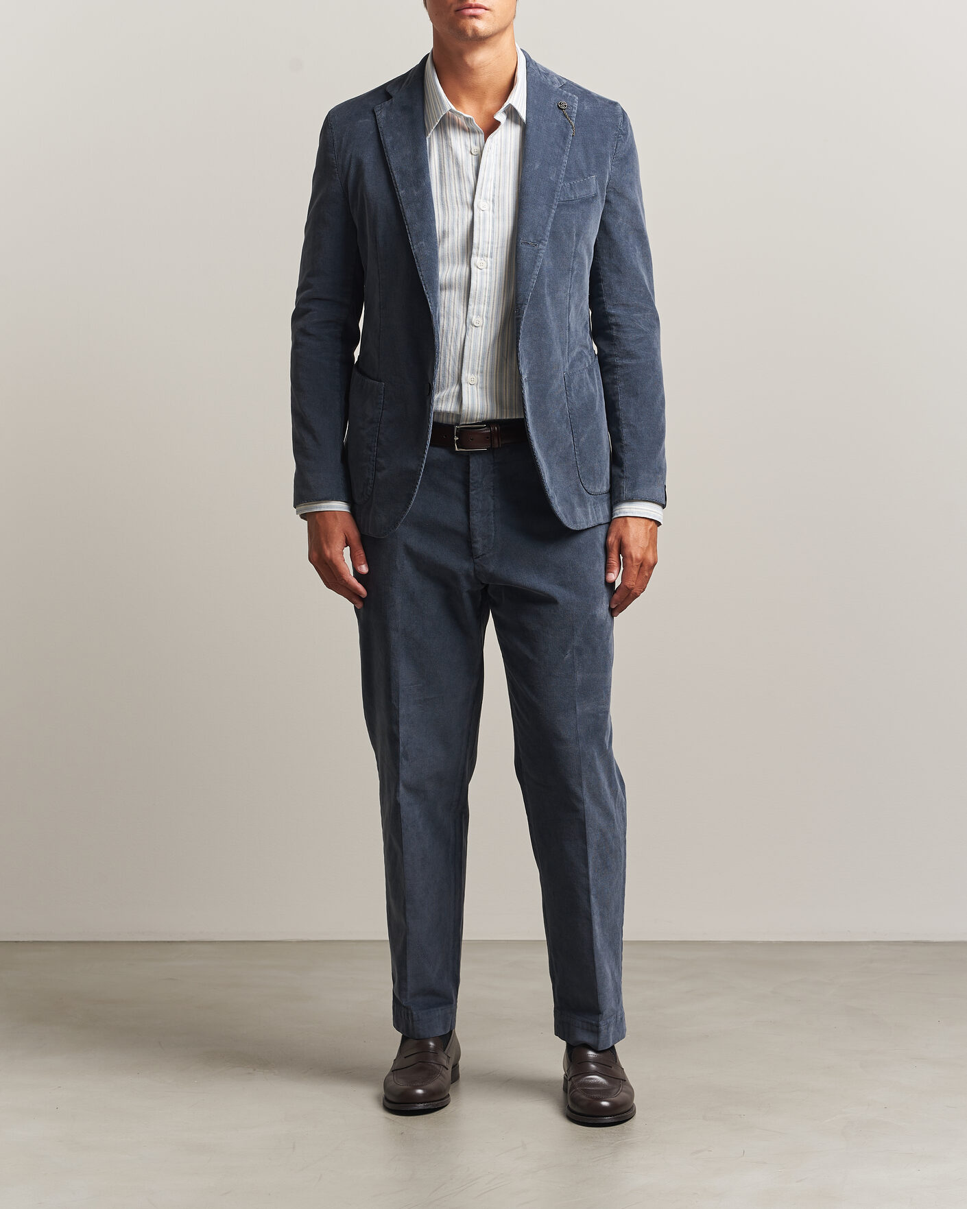 Men | Blazers | Santaniello | Corduroy Patch Pocket Blazer Iron Blue