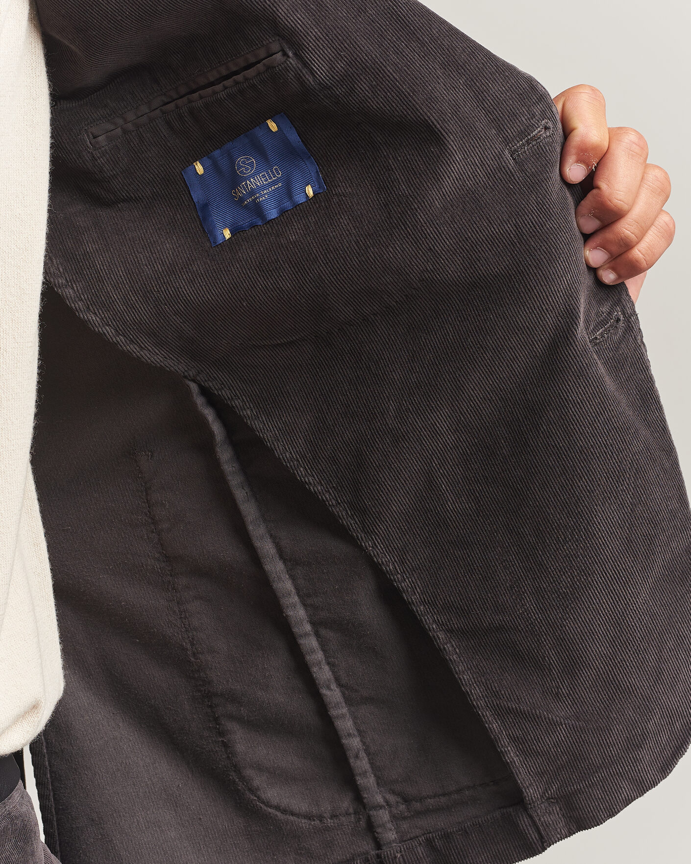 Men | Blazers | Santaniello | Corduroy Patch Pocket Blazer Dark Grey