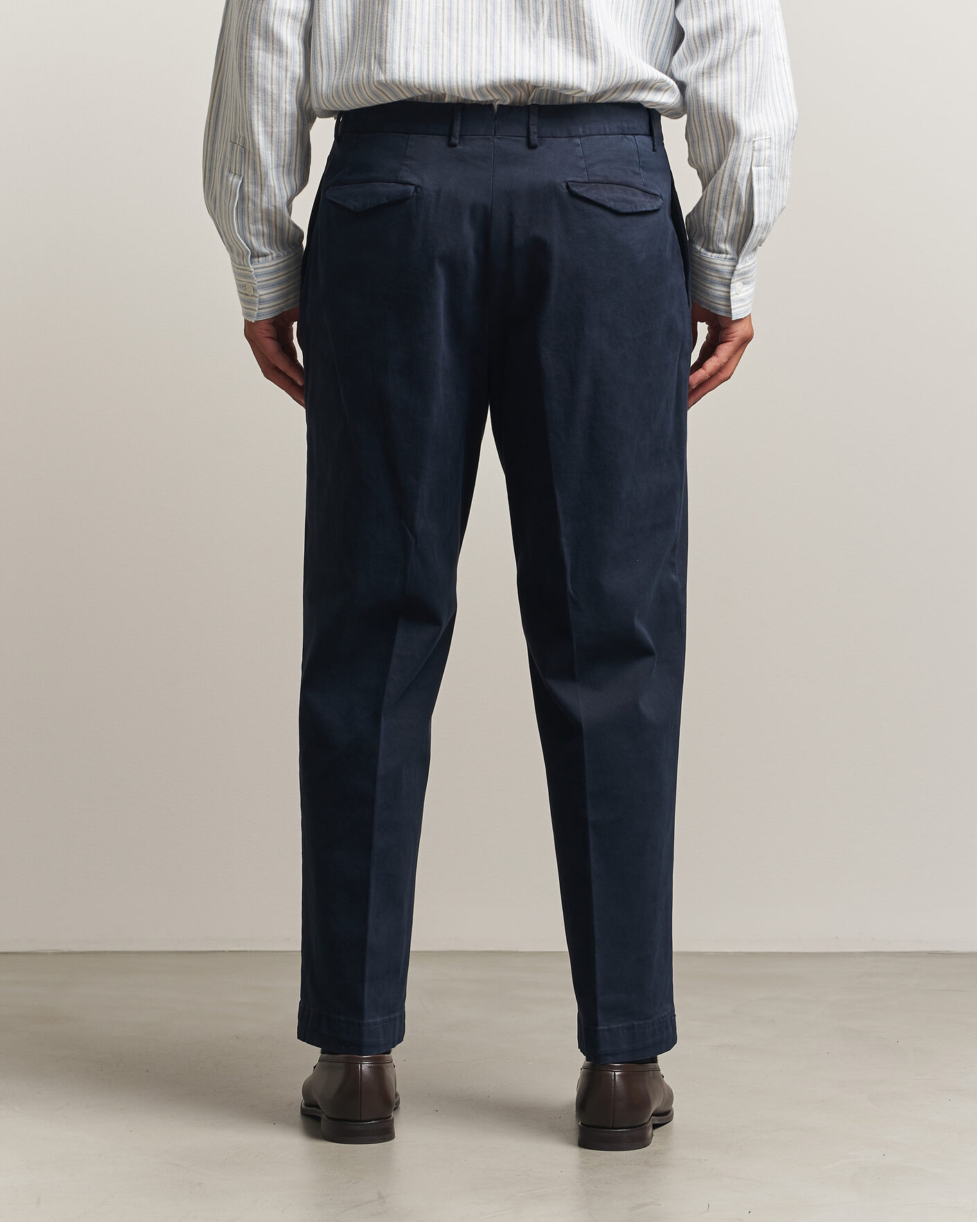 Men | Trousers | Santaniello | Washed Cotton Trousers Navy