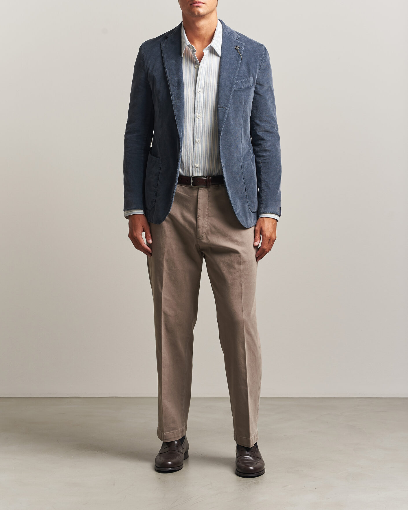 Men | Trousers | Santaniello | Washed Cotton Trousers Taupe