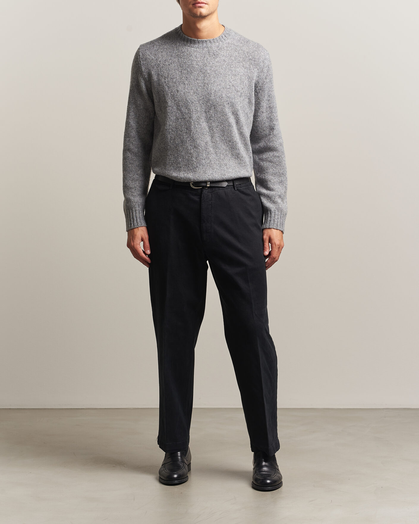 Men | Trousers | Santaniello | Washed Cotton Trousers Black
