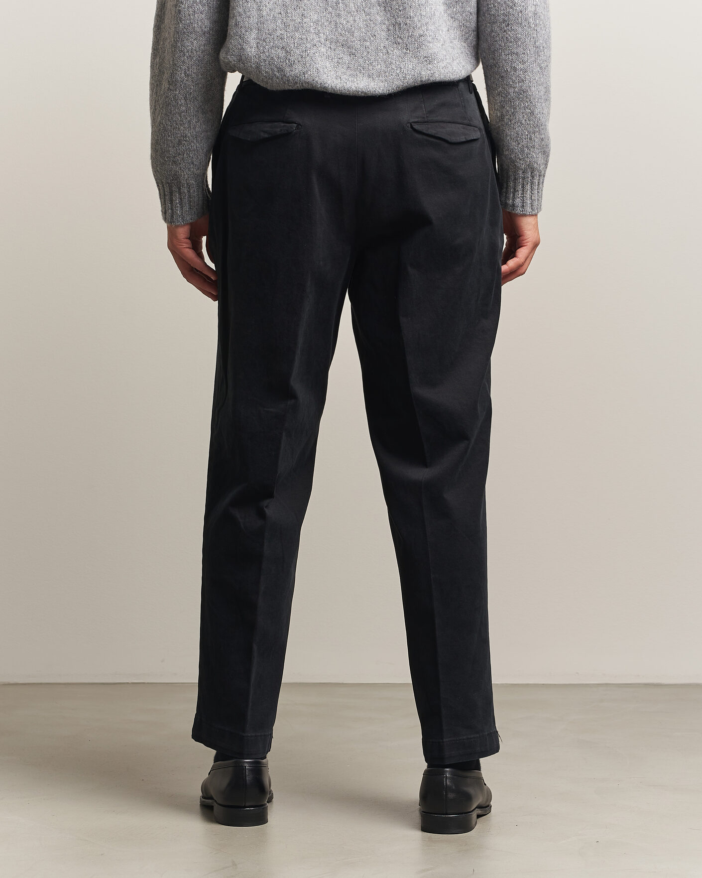 Men | Trousers | Santaniello | Washed Cotton Trousers Black