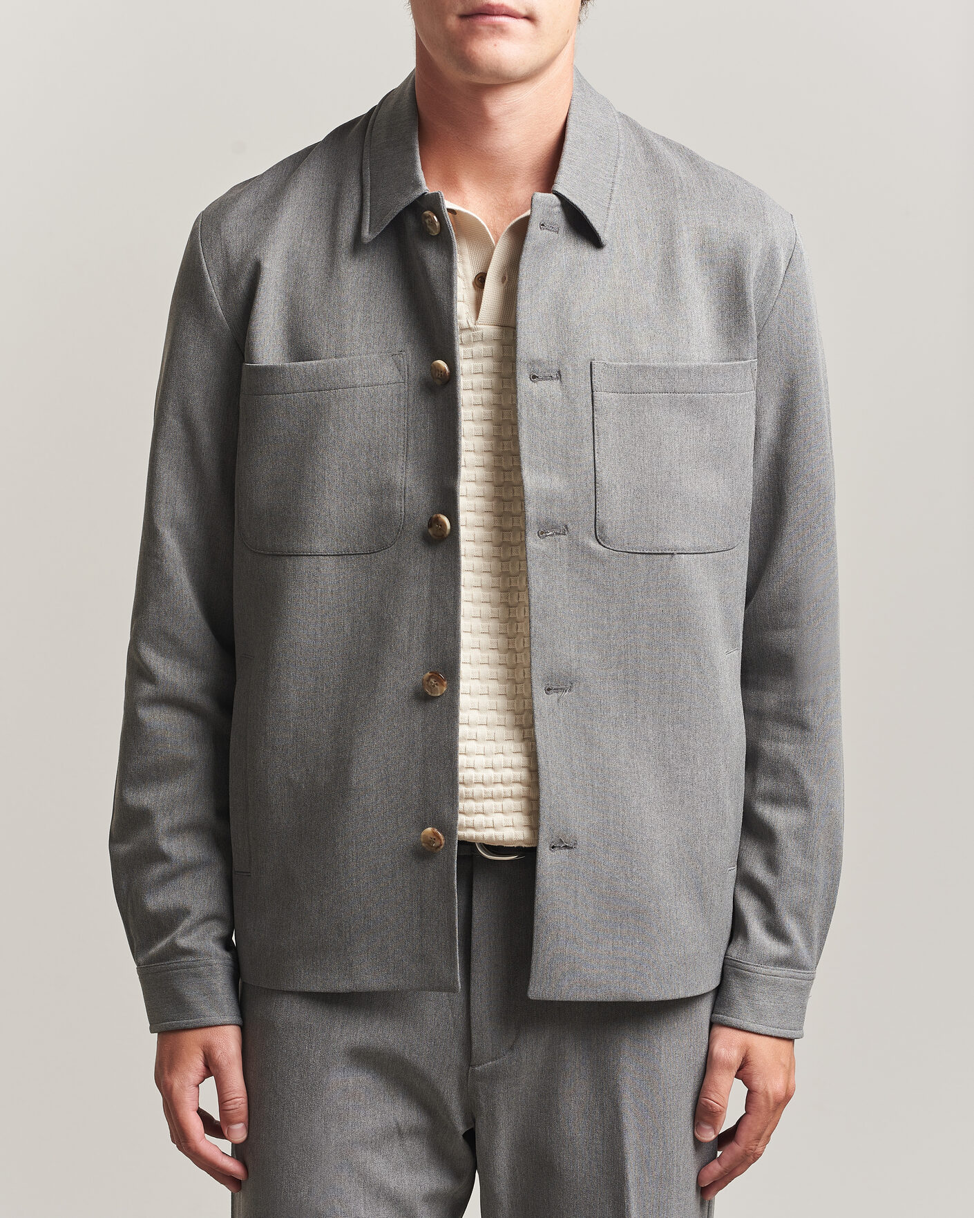 Men | Shirts | LES DEUX | Marsielle Hybrid Jacket Grey Melange