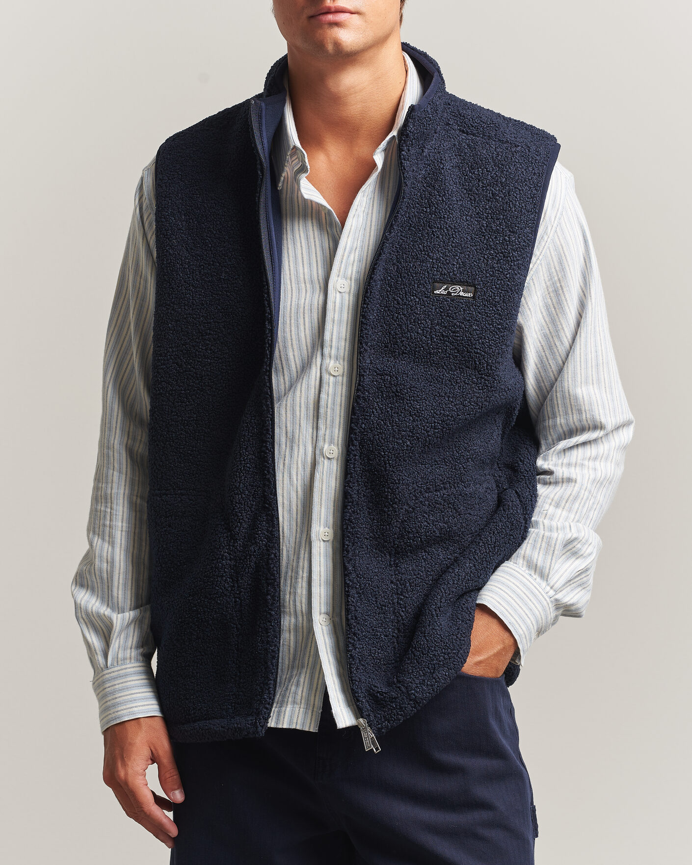Men | Gilets | LES DEUX | Patch Teddy Vest Dark Navy