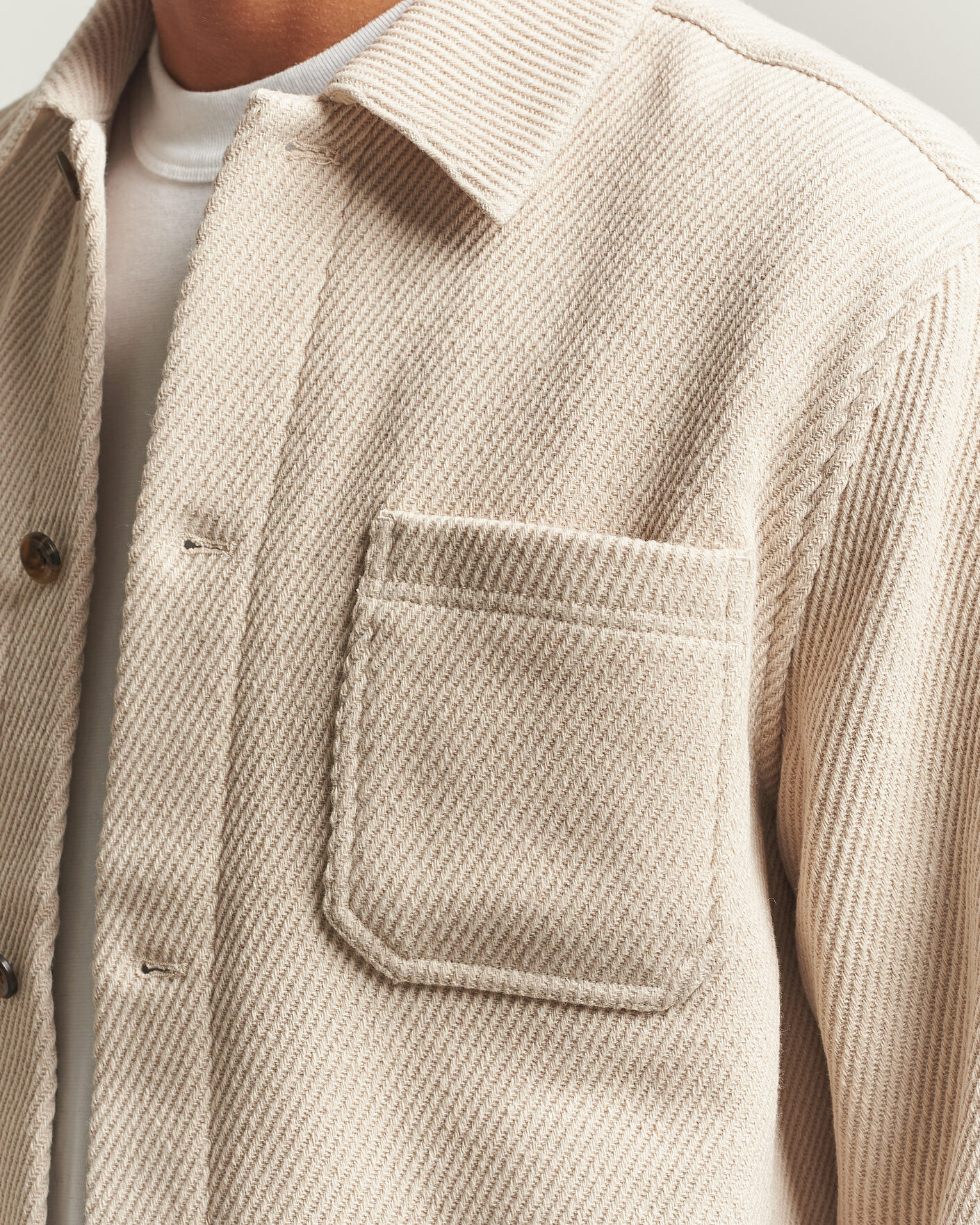 Men | Shirts | LES DEUX | Twill Wool Overshirt Ivory