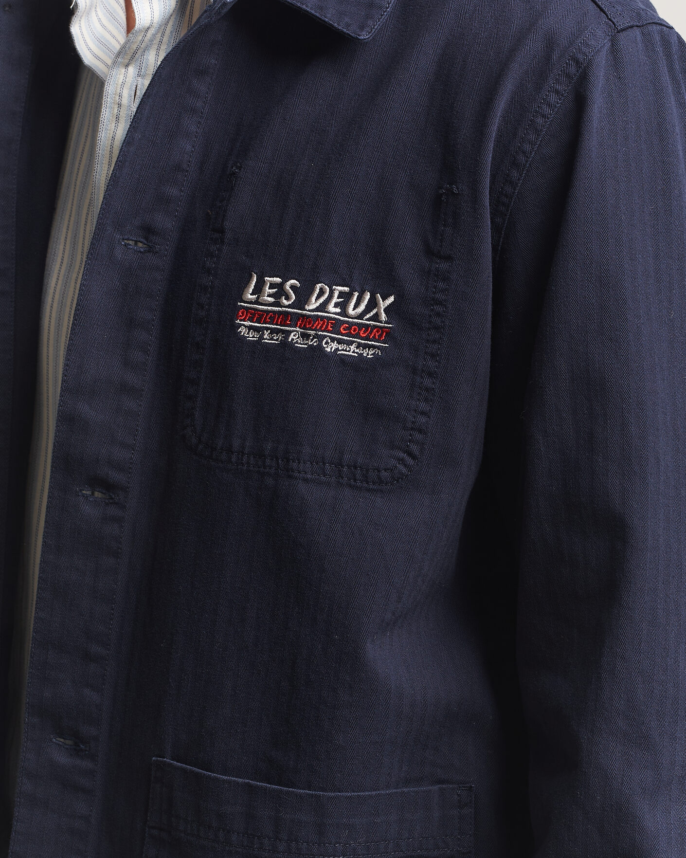 Men | Shirts | LES DEUX | Herringbone Artist Overshirt Dark Navy