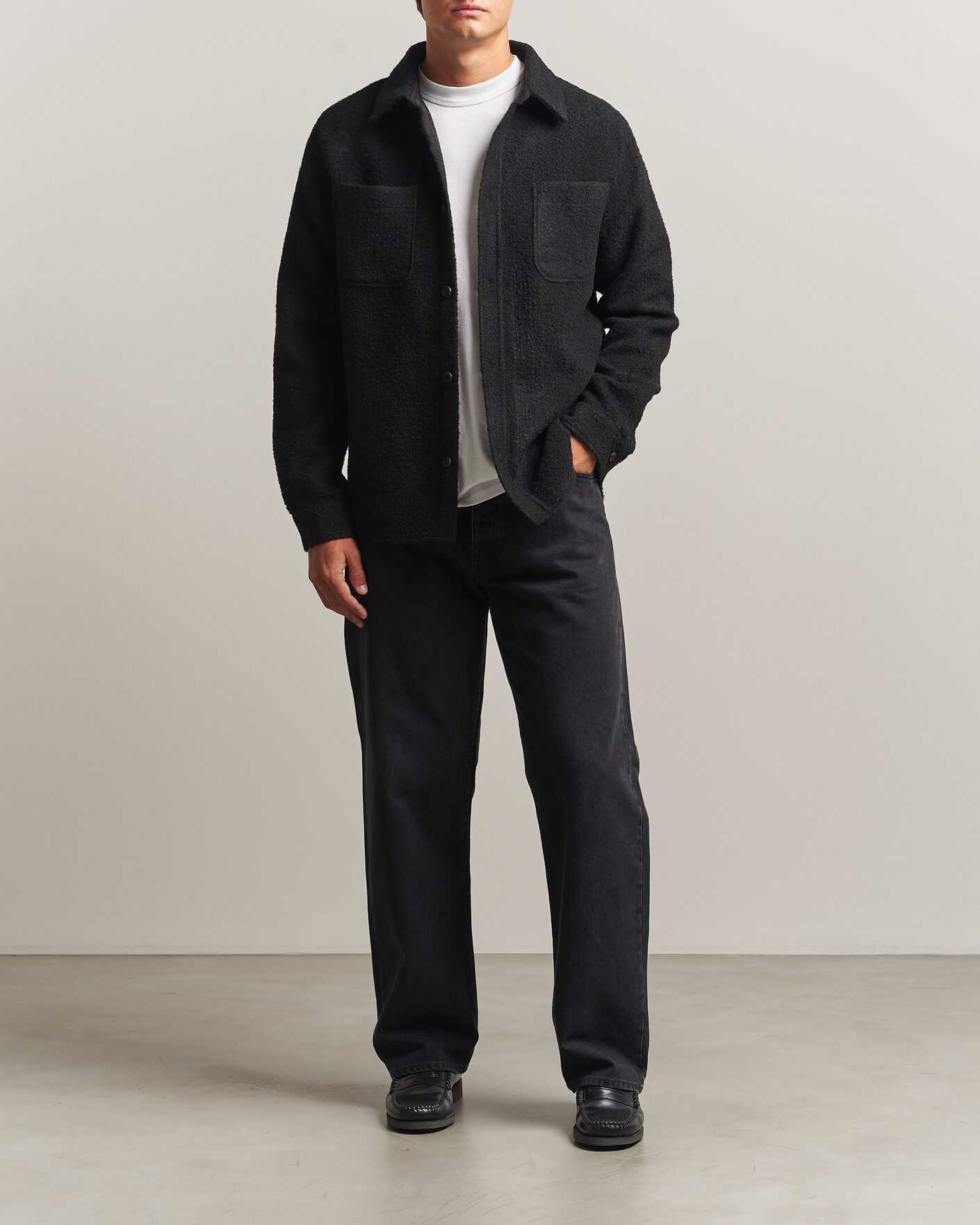Men | Shirts | LES DEUX | Boucle Overshirt Black