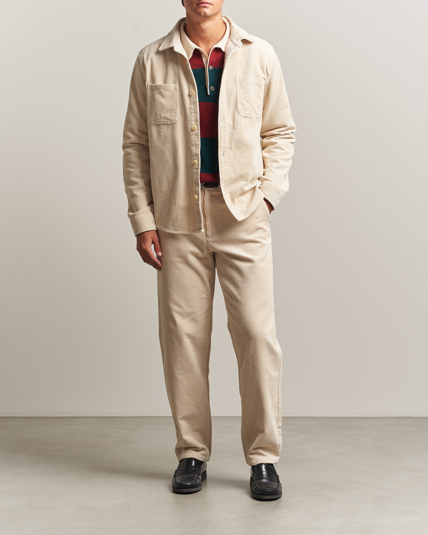 Men | Trousers | LES DEUX | Corduroy Tapered Pants Ivory