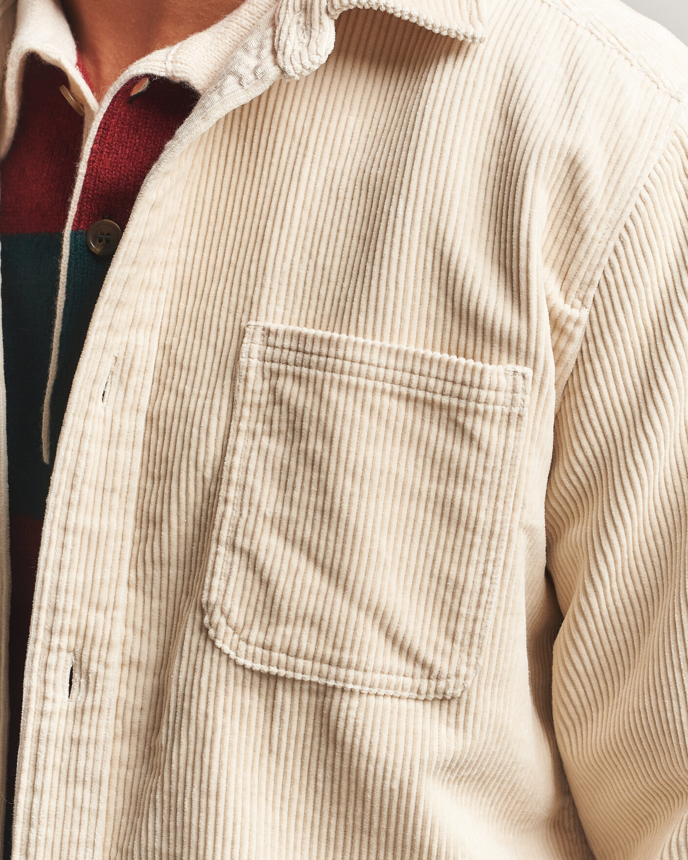 Men | Shirts | LES DEUX | Corduroy Overshirt Ivory