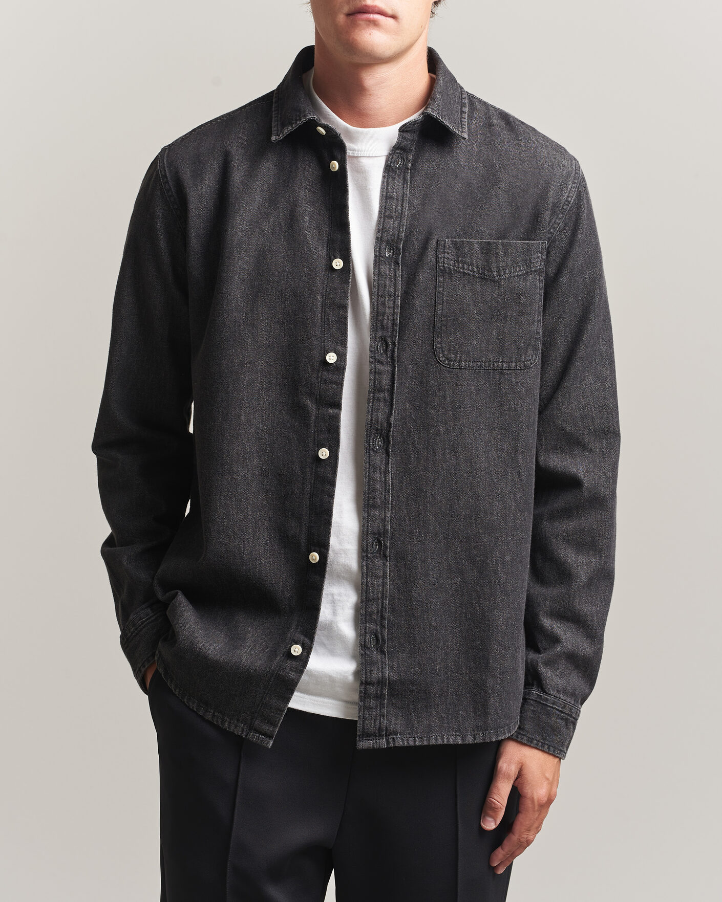 Men | Shirts | LES DEUX | Denim Shirt Black Wash