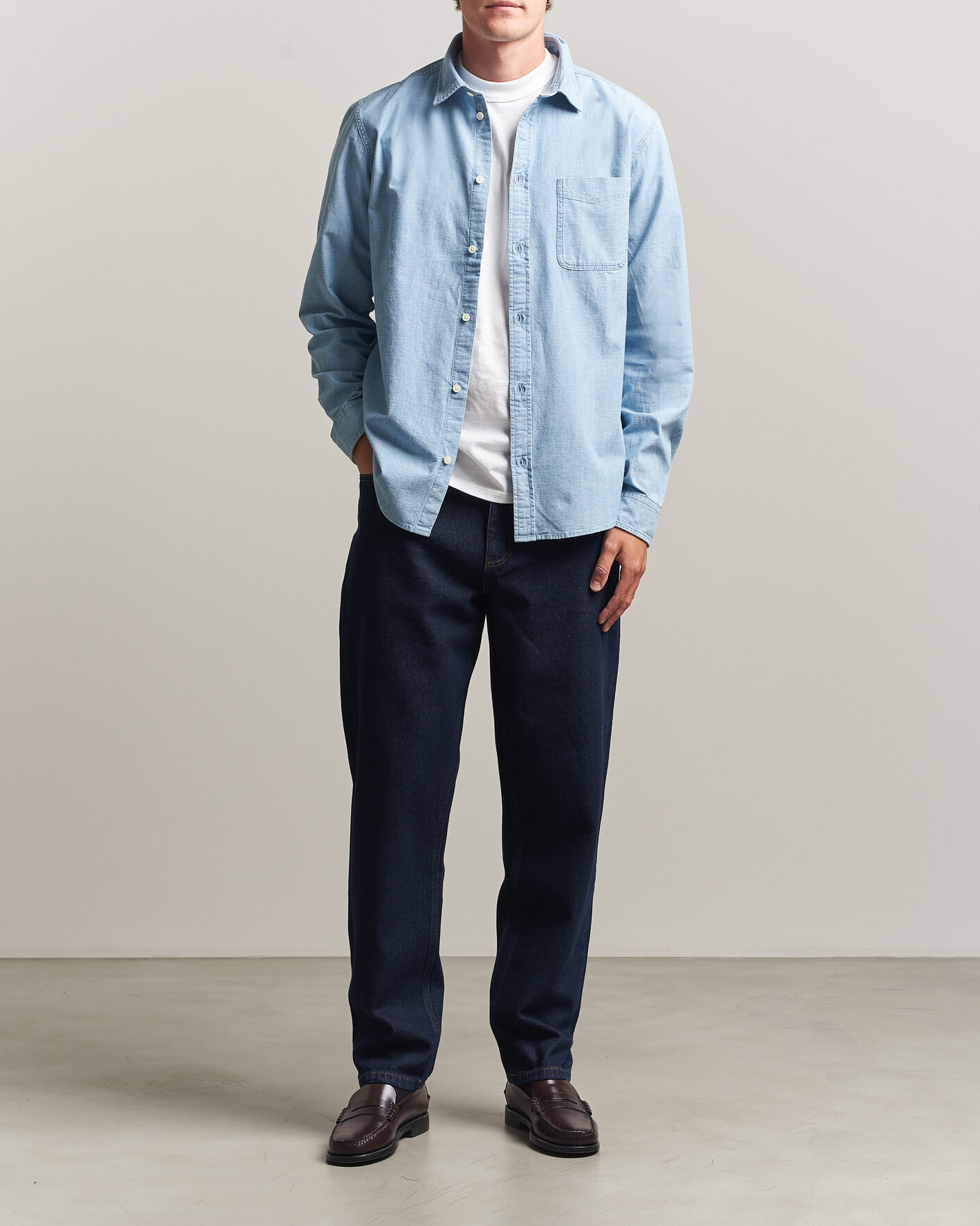 Men | Shirts | LES DEUX | Chambray Shirt Light Blue Wash