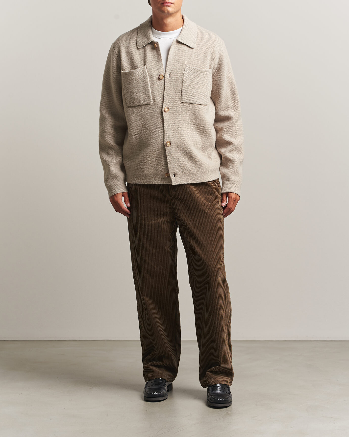 Men | Sweaters & Knitwear | LES DEUX | Milano Knit Overshirt Light Sand