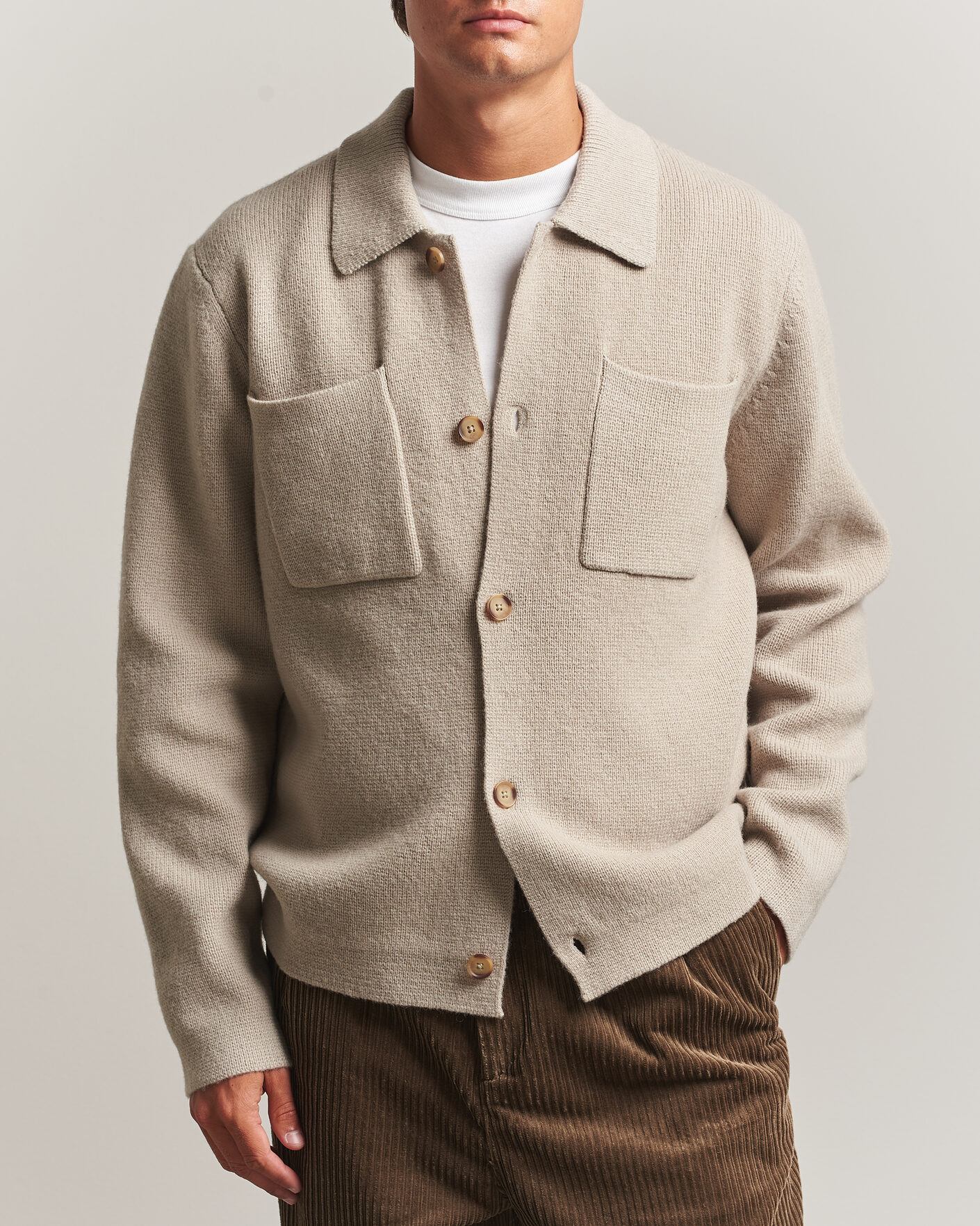Men | Sweaters & Knitwear | LES DEUX | Milano Knit Overshirt Light Sand