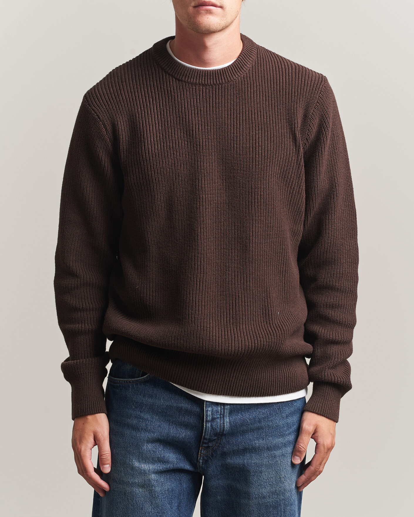 Men | Sweaters & Knitwear | LES DEUX | Rib Crewneck Knit Molé Brown