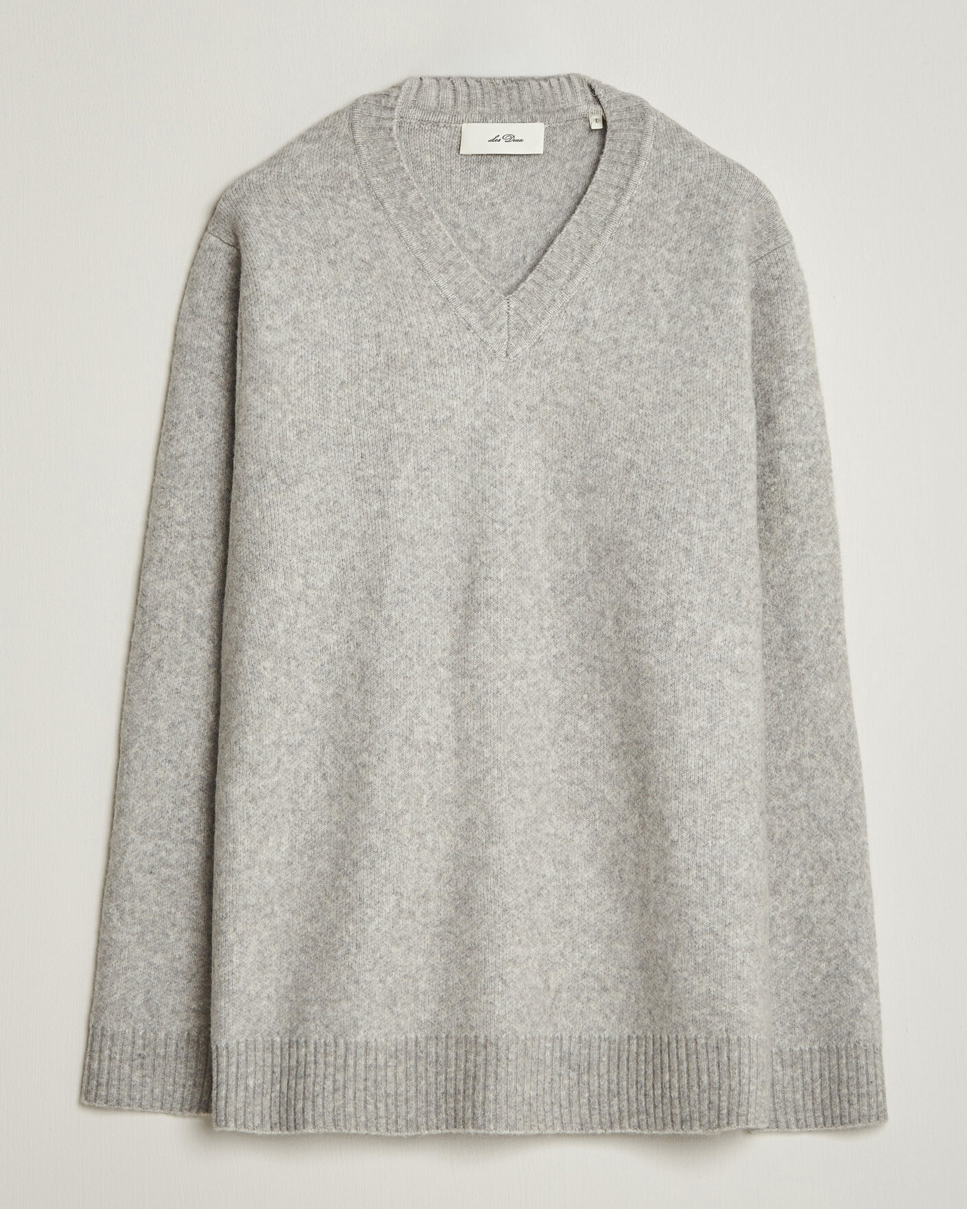 Les Deux Melange V-Neck Knit Grey Melange at CareOfCarl.com