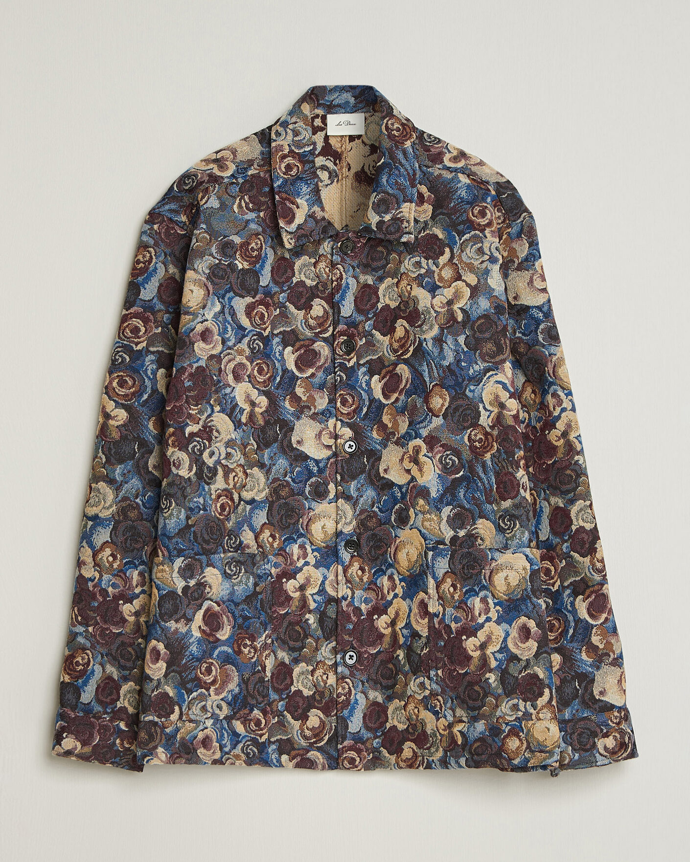 Men | Shirts | LES DEUX | Flower Jaquard Overshirt Blue Multi
