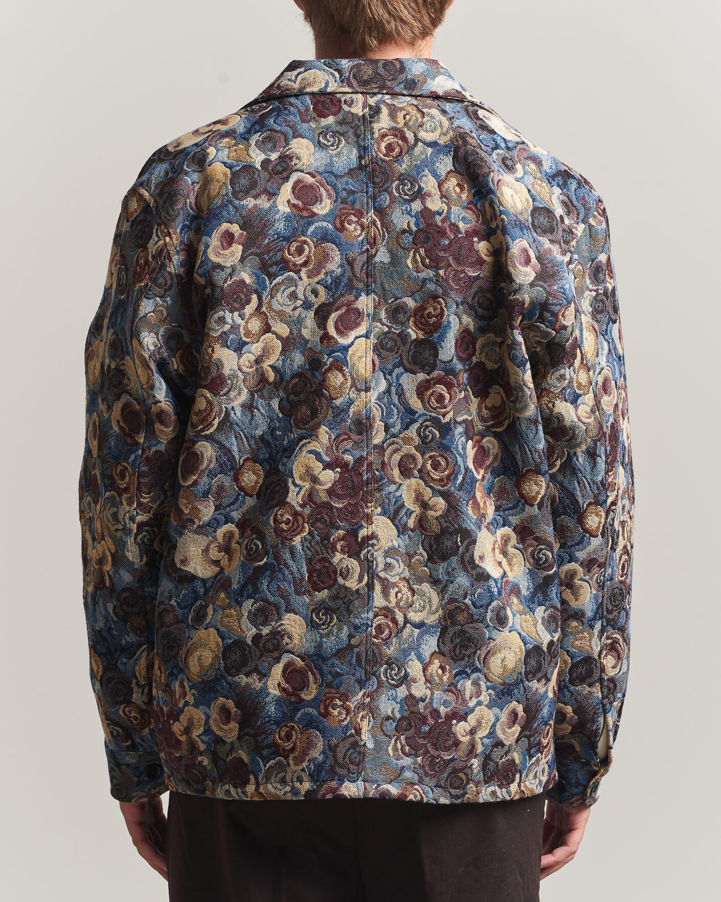 Men | Shirts | LES DEUX | Flower Jaquard Overshirt Blue Multi