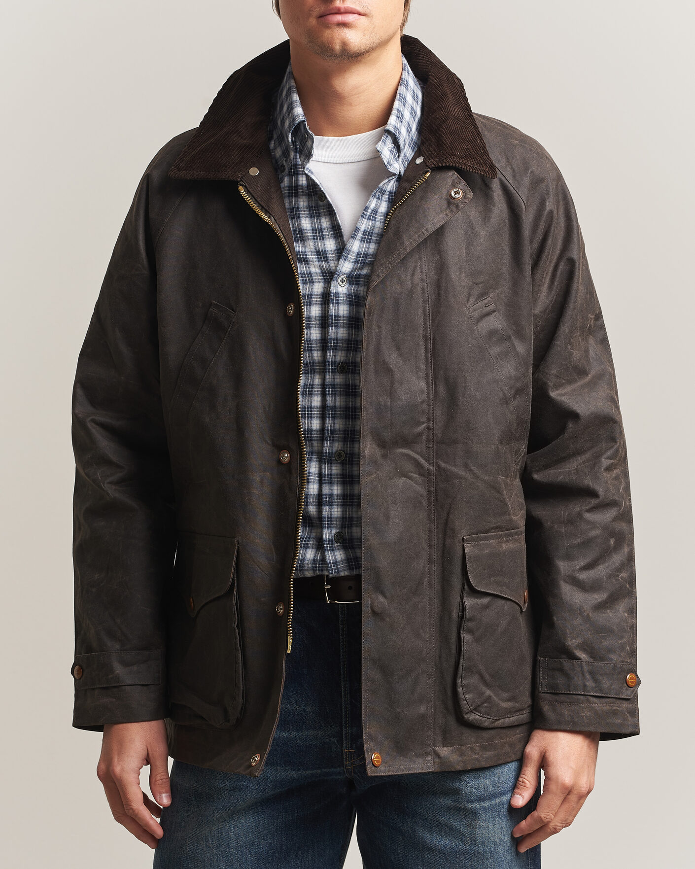 Men | Coats & Jackets | Manifattura Ceccarelli | Rain Caban Wax Cloth Chocolate