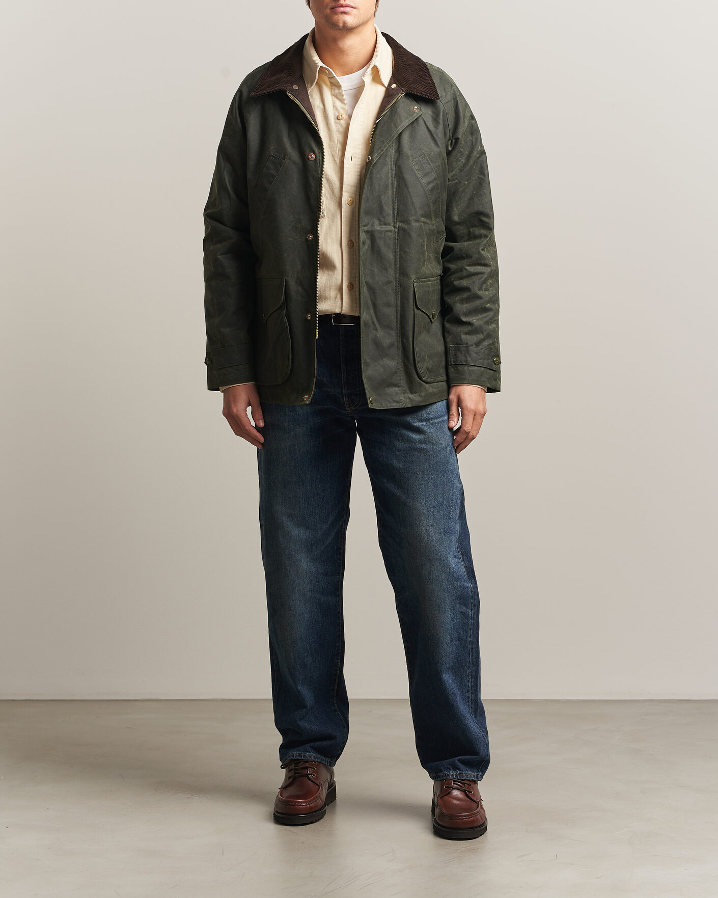Men | Coats & Jackets | Manifattura Ceccarelli | Rain Caban Wax Cloth Dark Green