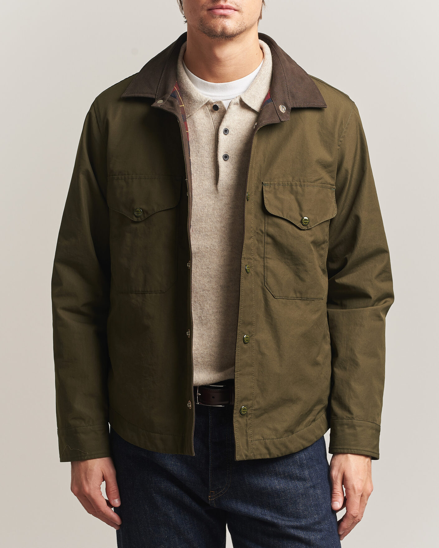 Men | Coats & Jackets | Manifattura Ceccarelli | Double Pocket Shirt Jacket Military Green