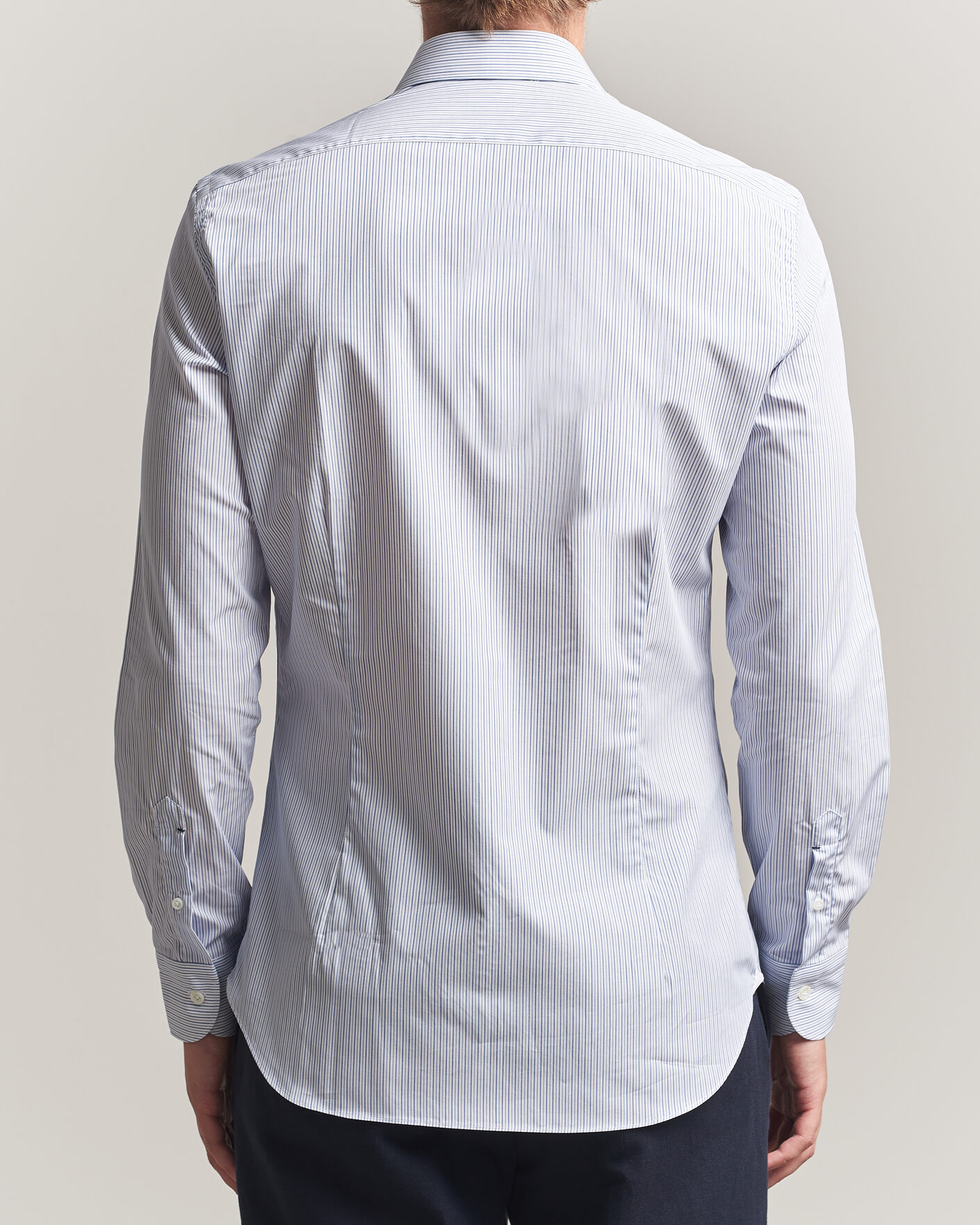Men | Shirts | Mazzarelli | Soft Cotton Popeline Shirt Blue Stripe